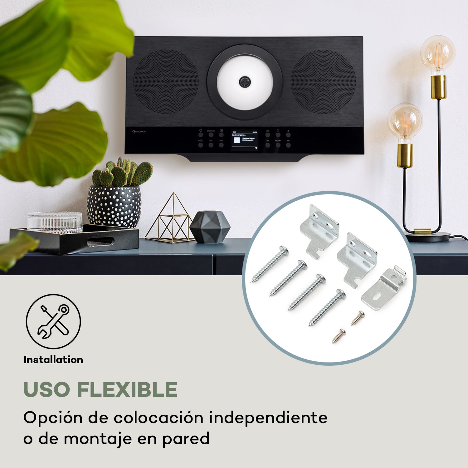 Silver Star Swing Equipo estéreo vertical de CD y alta fidelidad amplificador con radio por Internet/DAB+/FM reproductor de CD WiFi 