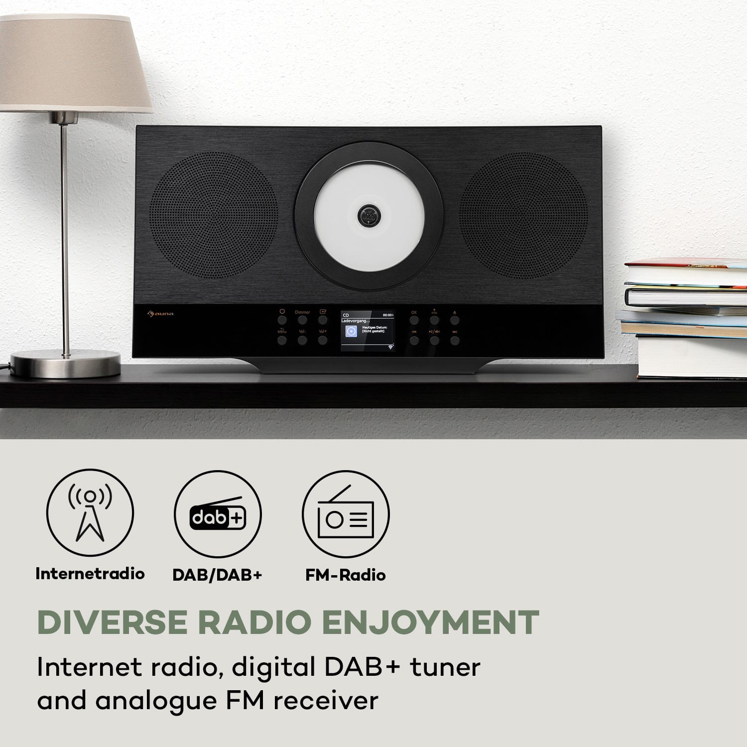 Silver Star Swing, vertikální stereo systém, CD-HiFi-přijímač, zesilovač, internetové/DAB+/FM rádio, CD přehrávač, WiFi