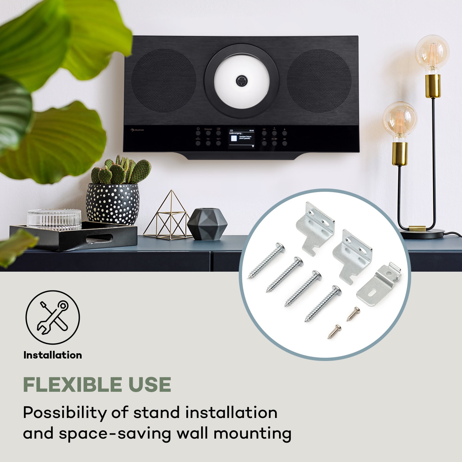 Silver Star Swing, vertikální stereo systém, CD-HiFi-přijímač, zesilovač, internetové/DAB+/FM rádio, CD přehrávač, WiFi