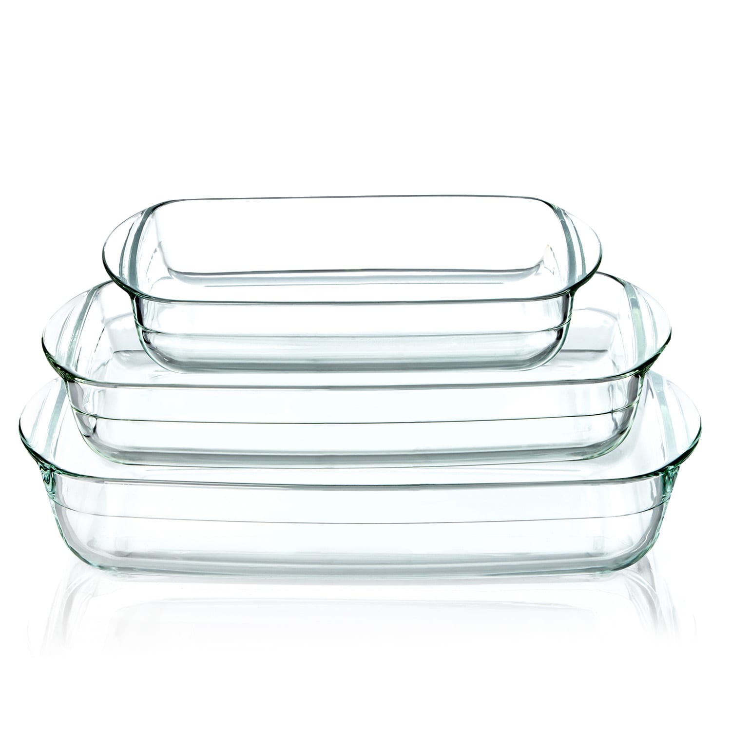 Zestaw 3 naczyń żaroodpornych do zapiekania, pojemność: 3600 ml, 2600 ml, 1600 ml, szkło, nadaje się do piekarnika 3600 ml / 2600 ml / 1600 ml