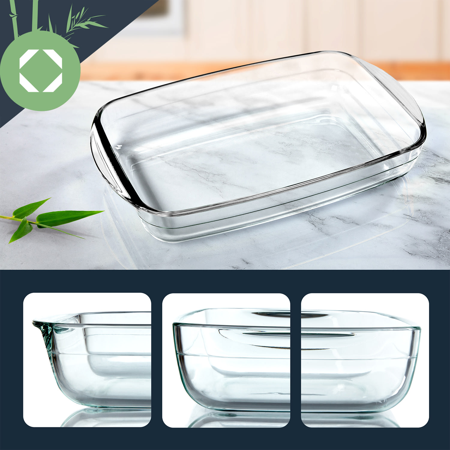 Ovenschaal 2600 ml 355 x 55 x 220 mm hoogwaardig glas