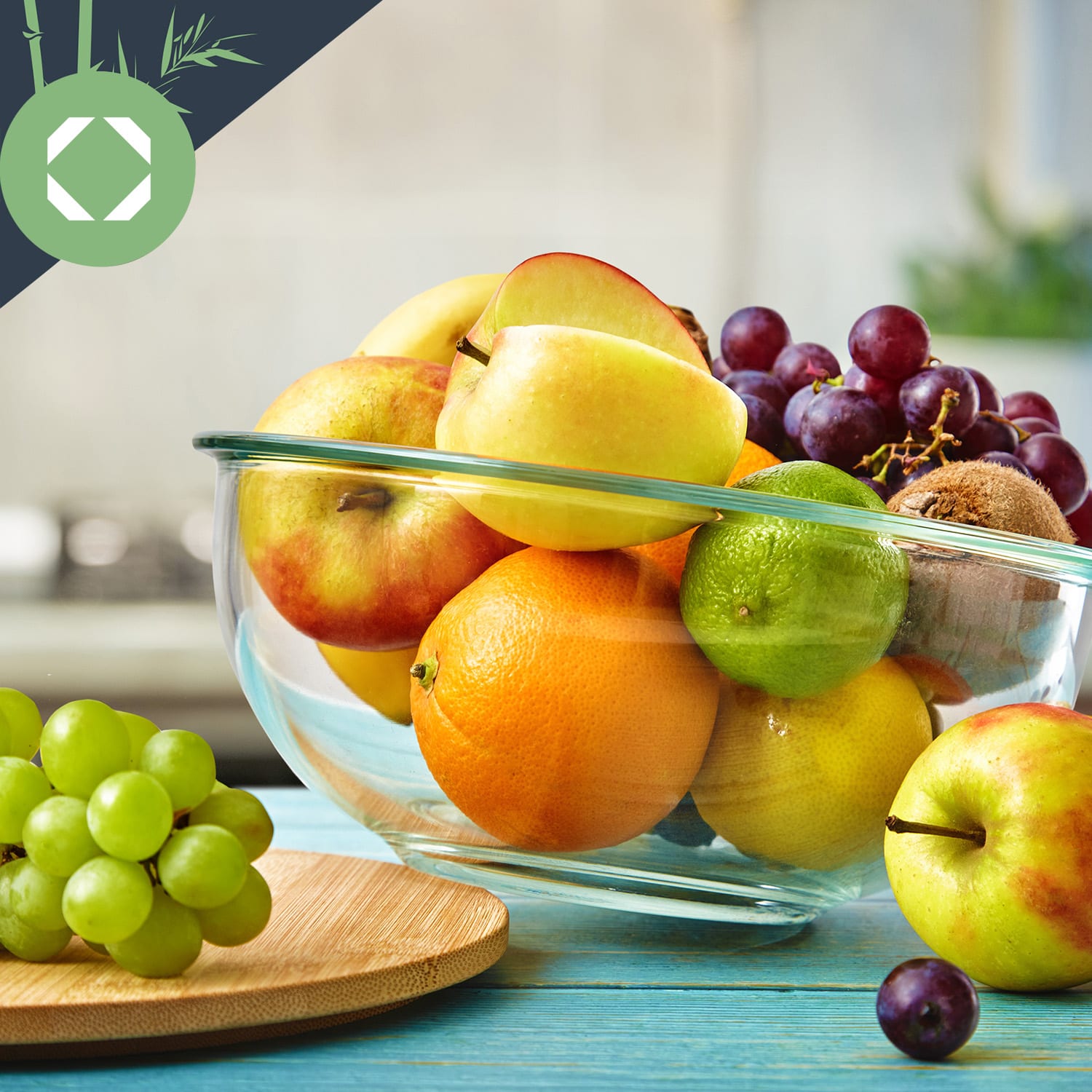 Sklenená misa, 865 ml, bambusový vrchnák, uzatvárateľná, bez BPA, veľkosť S 