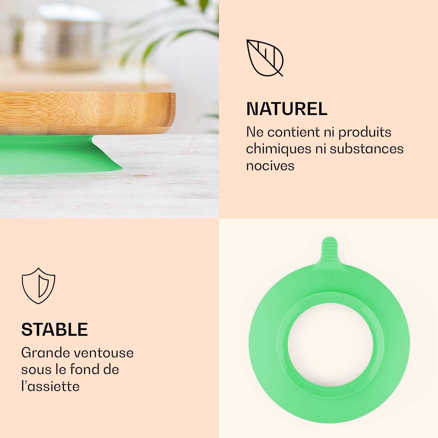 Kinderservies met bamboe bord en lepel 250 ml incl. zuignap 18 x 18 cm dolfijn | Mint