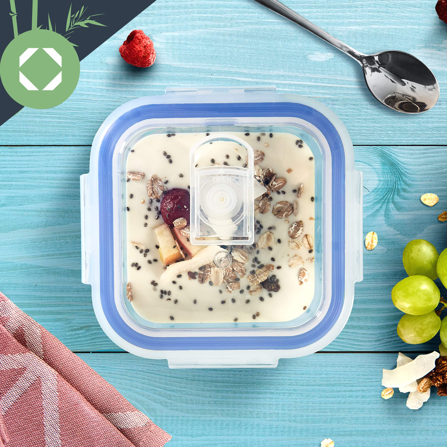 Contenitori di vetro quadrati 800 ml, 620 ml, 320 ml con coperchio ermetico a prova di perdite 