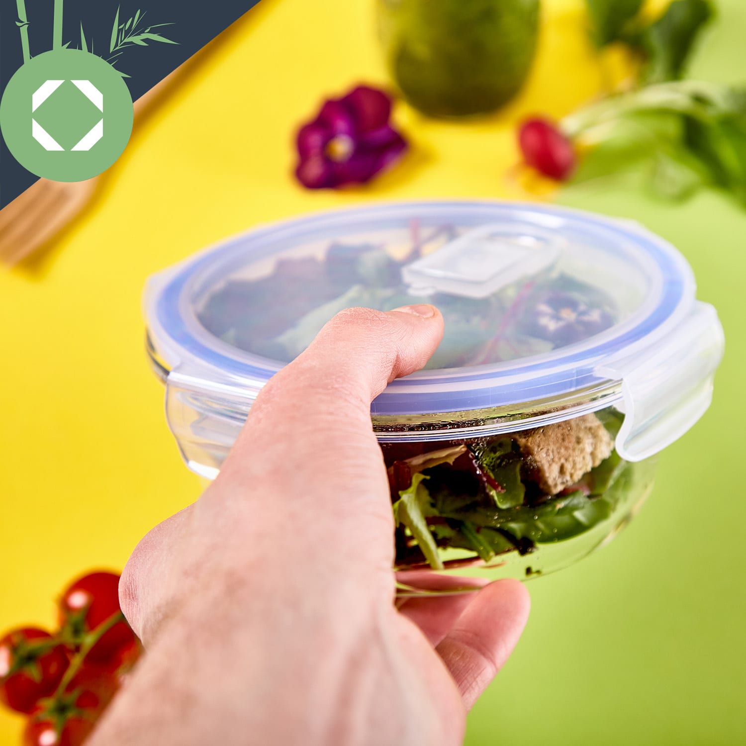 Okrogle steklene posode, 950 ml, 620 ml, 400 ml, s pokrovom, odporne proti zmrzali, vodotesne 