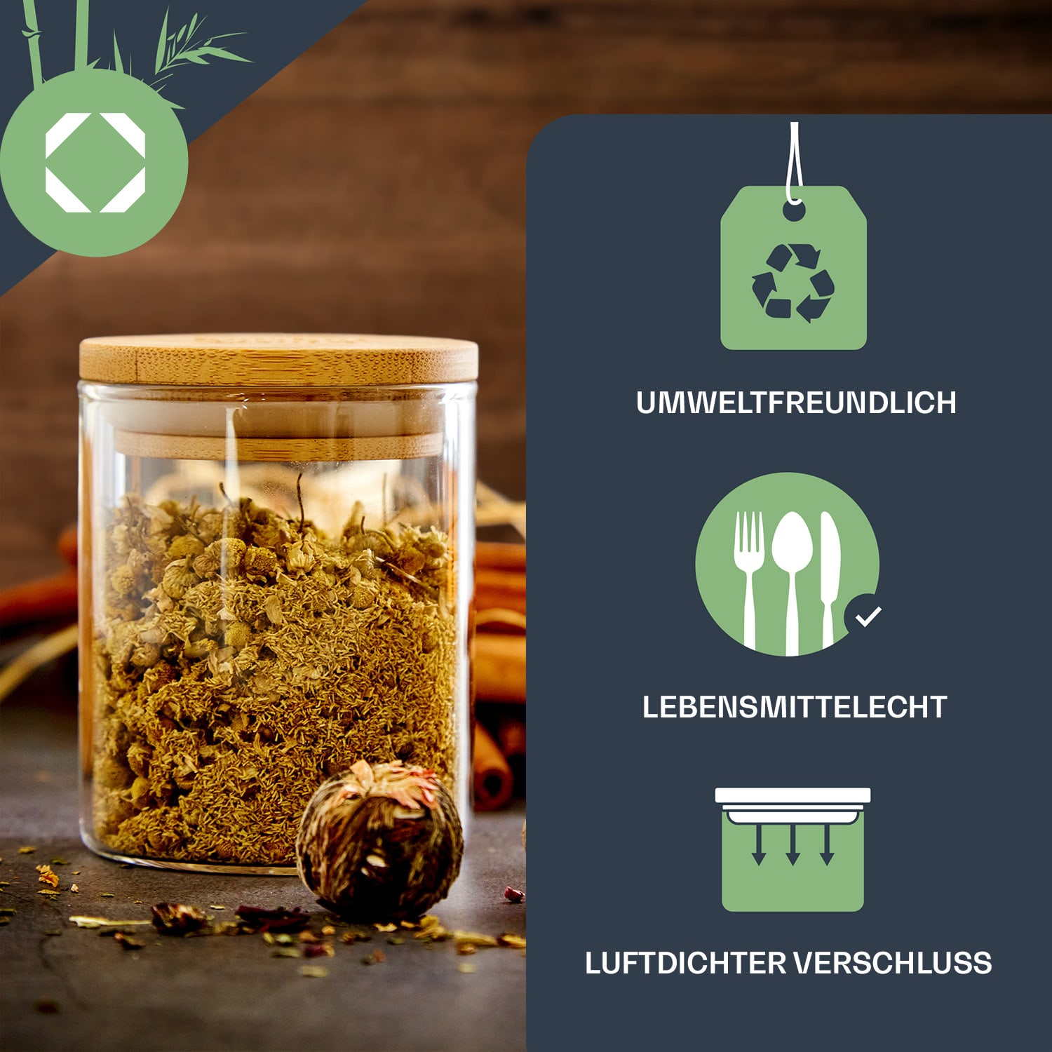 Runde Gläser Bambusdeckel 10 Stück je 150 ml luftdicht 