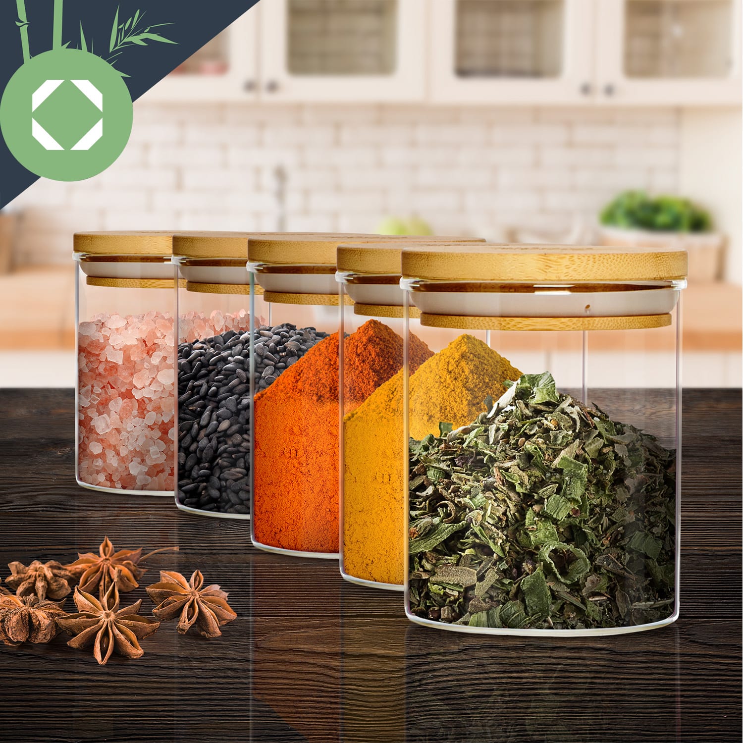 Round jars bamboo lids 10 pieces 150 ml each airtight 