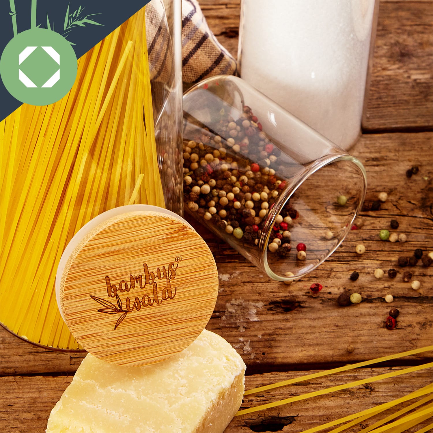 Zestaw okrągłych słoików na żywność, bambusowe pokrywki, 10 x 150 ml, szczelne 