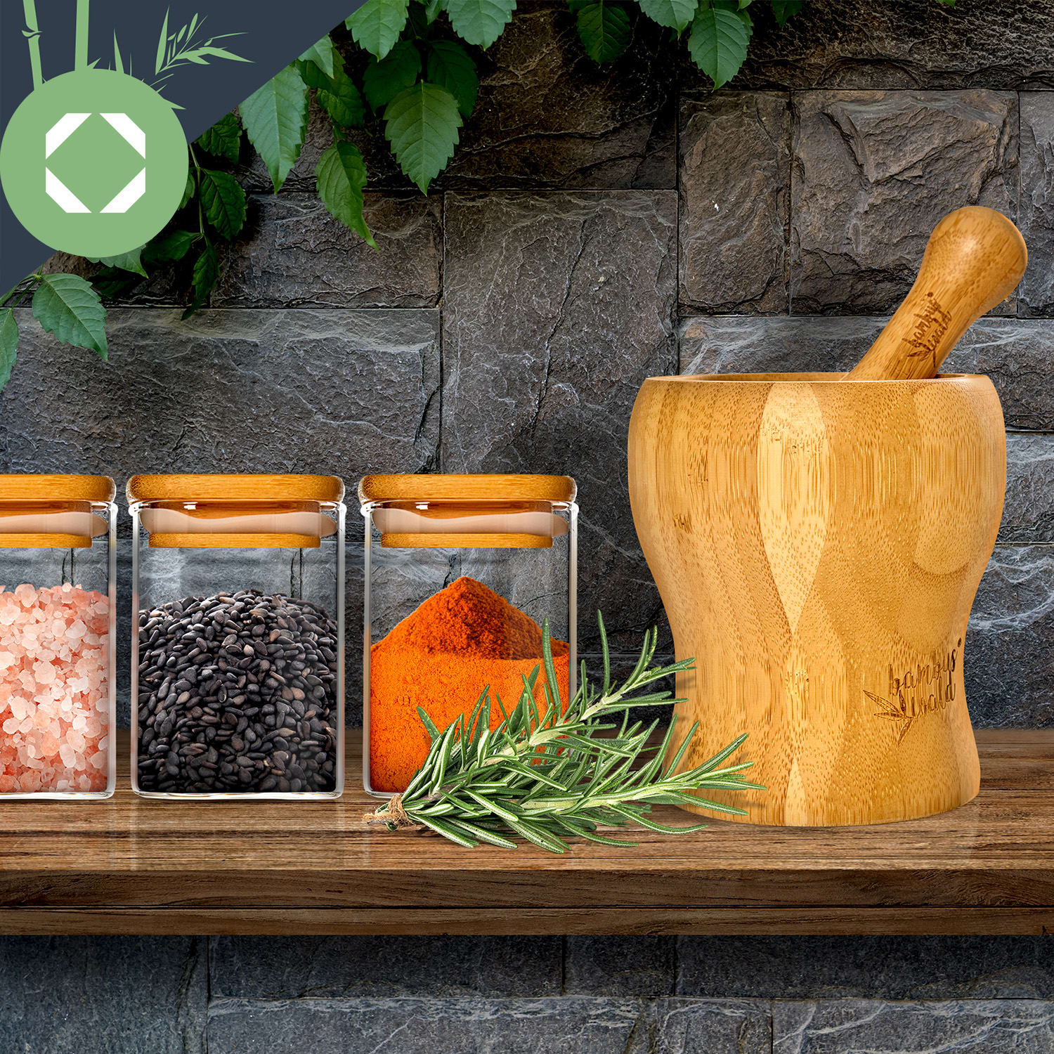 Bocaux carrés avec couvercles en bambou 10 pièces de 150 ml chacun hermétiques 