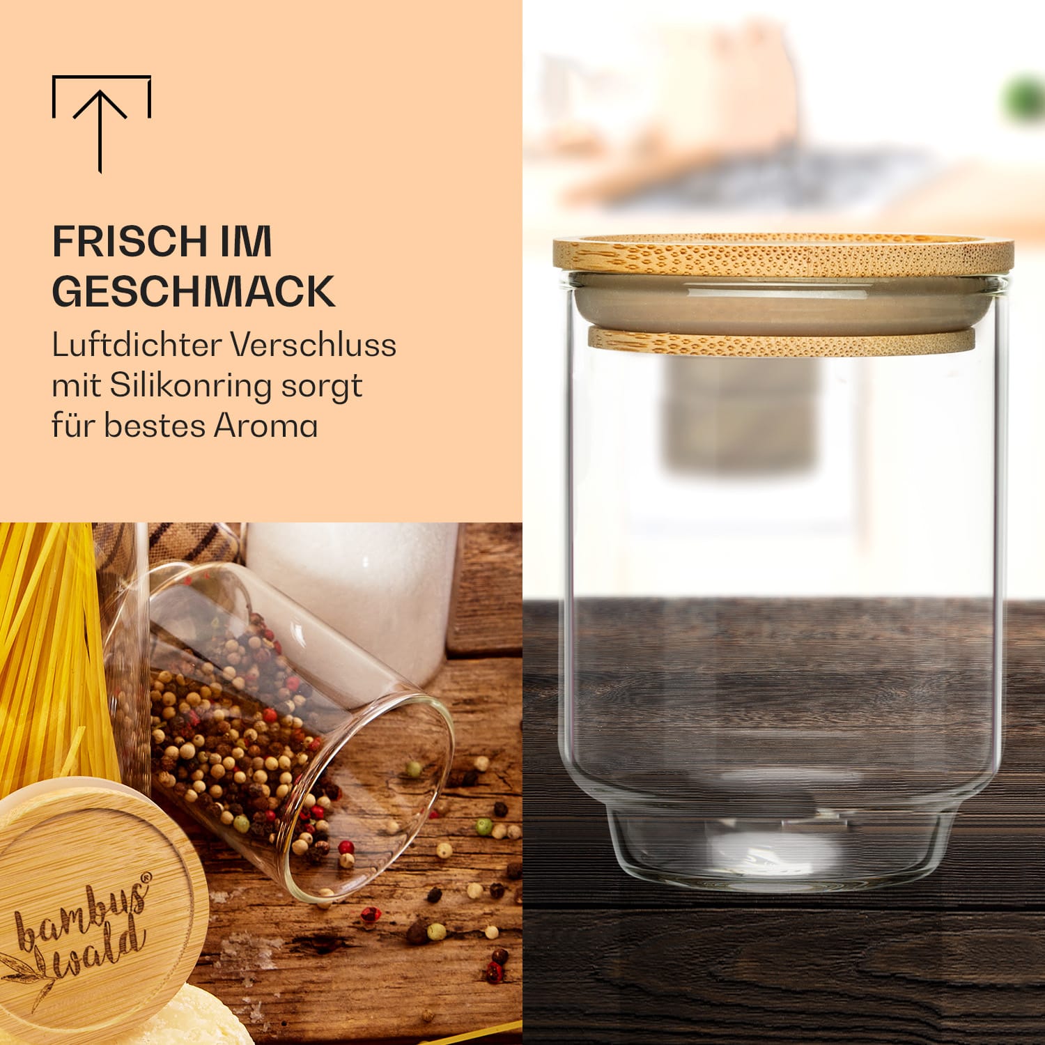 Gewürzgläser Bambusdeckel 10 Stück je 150 ml luftdicht stapelbar 