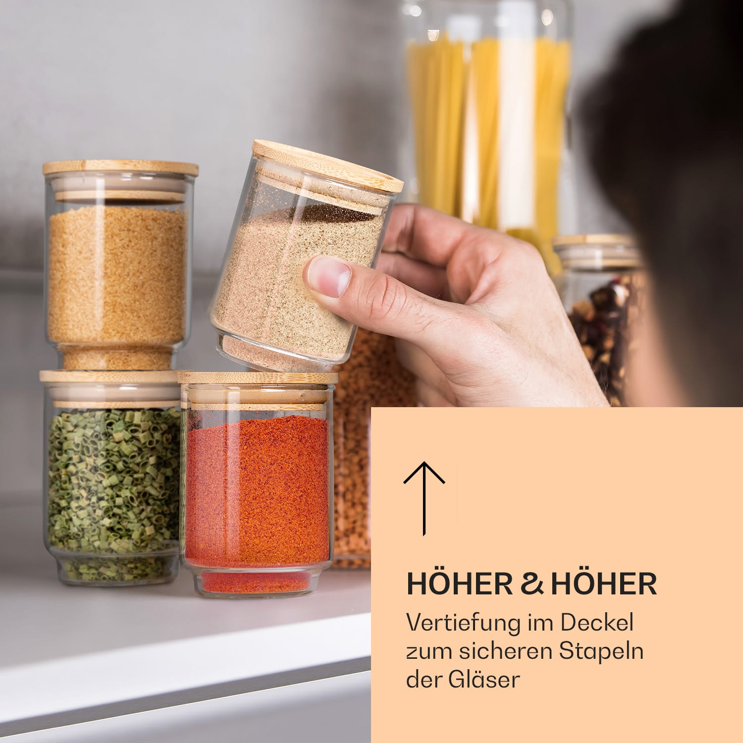 Gewürzgläser Bambusdeckel 10 Stück je 150 ml luftdicht stapelbar 
