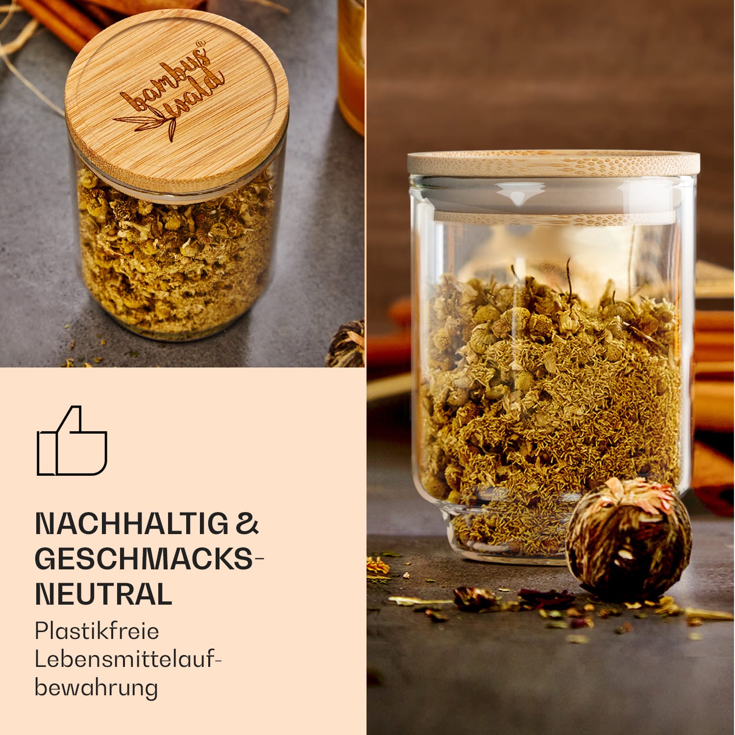 Gewürzgläser Bambusdeckel 10 Stück je 150 ml luftdicht stapelbar 