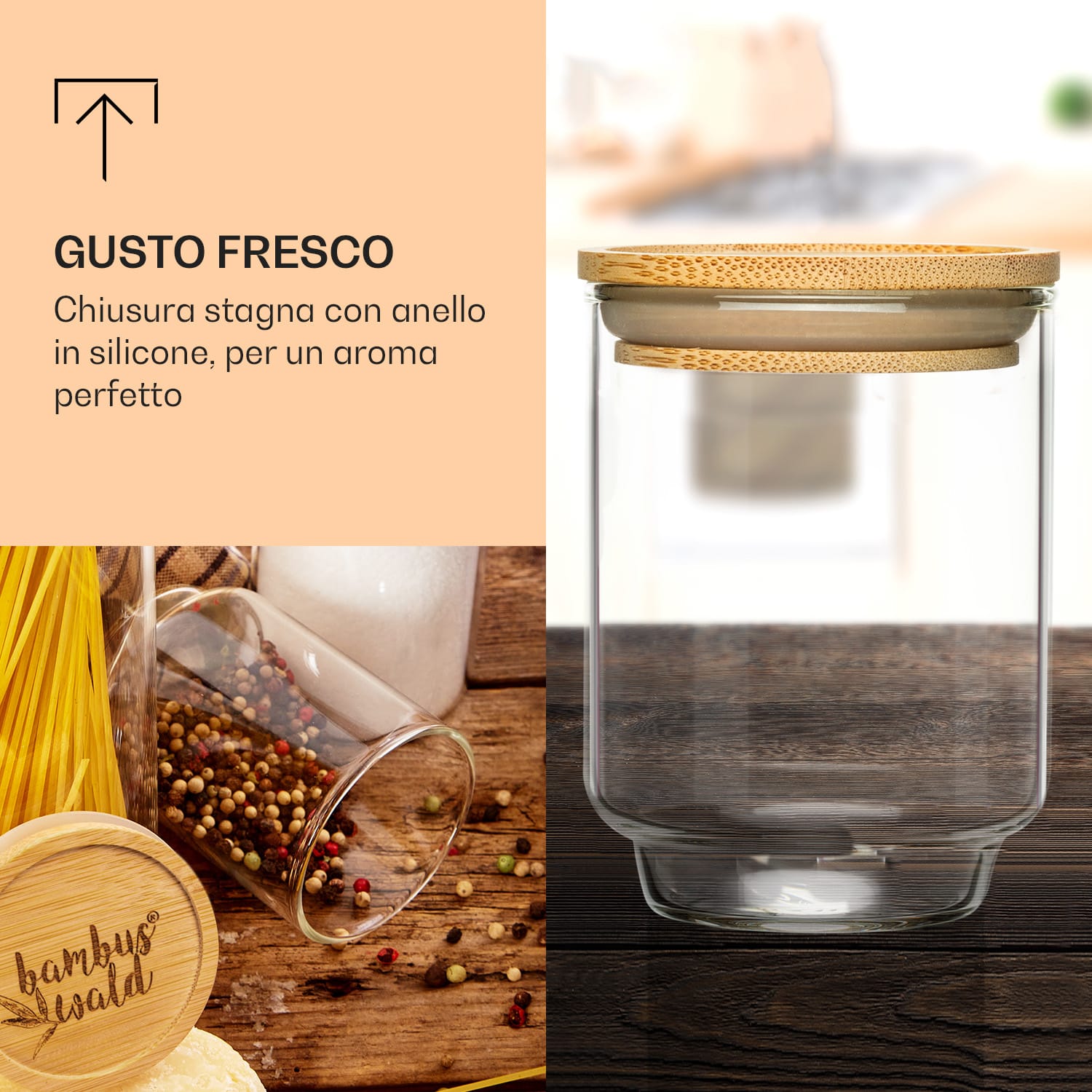 Barattoli di spezie Coperchi di bambù 10 pezzi 150 ml cad. Chiusura ermetica 