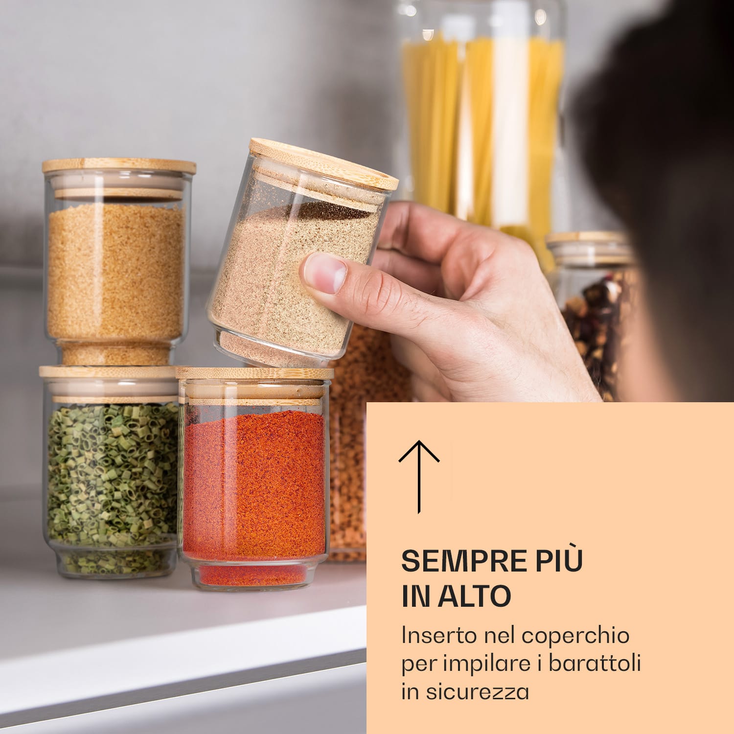 Barattoli di spezie Coperchi di bambù 10 pezzi 150 ml cad. Chiusura ermetica 