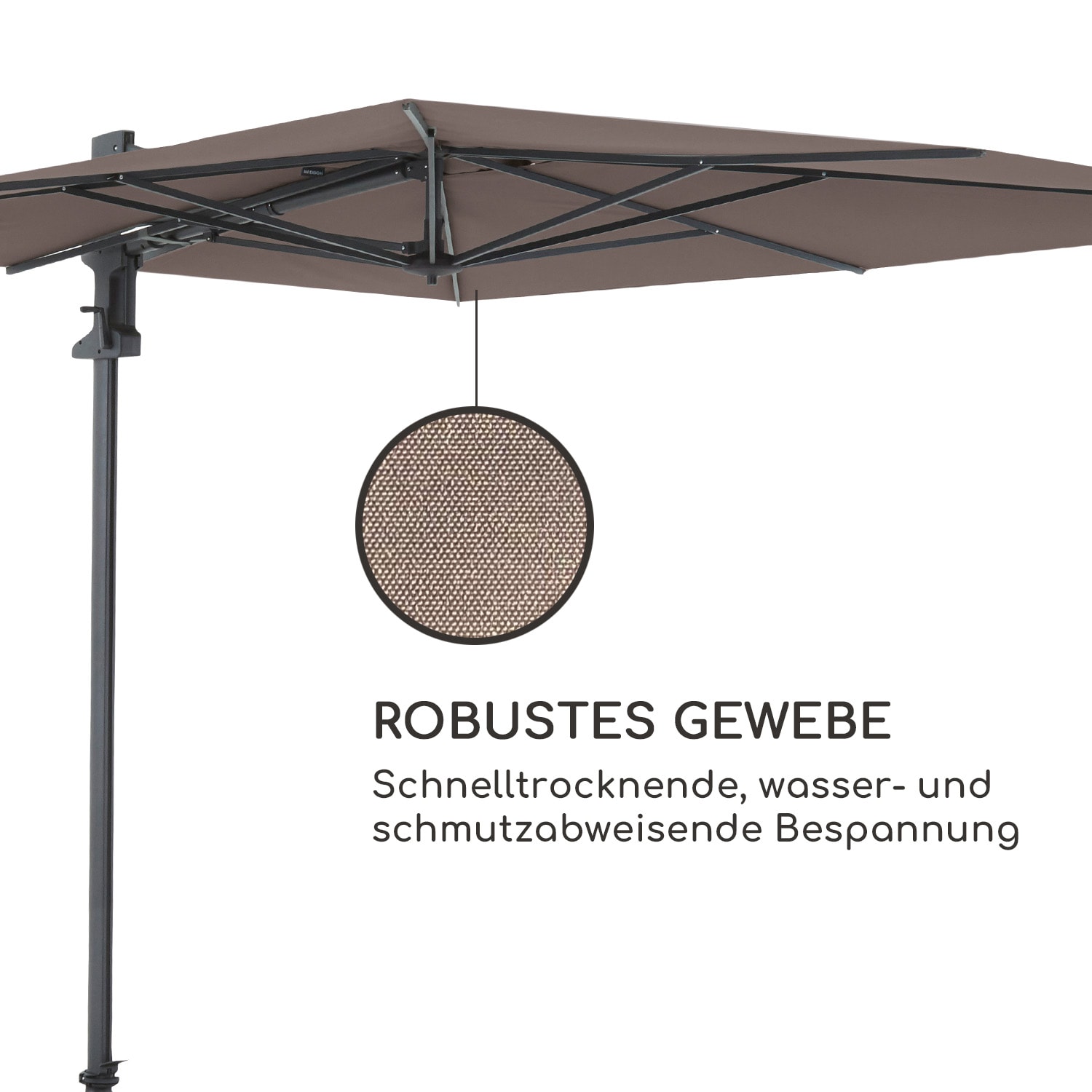 Saint-Tropez Parasol déporté 3 axes rotation 360° 3 x 3,55 m protection UV 50+ 