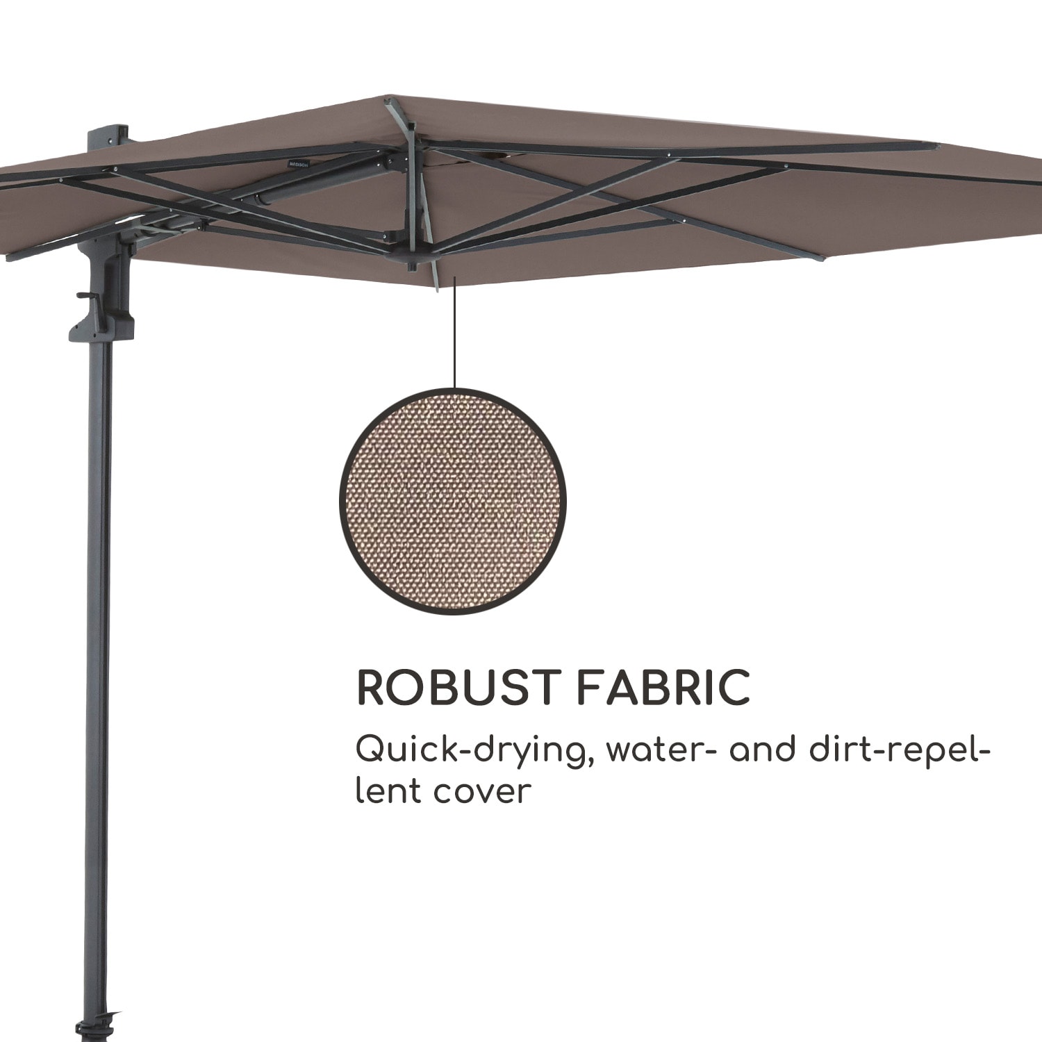 Saint-Tropez, függő napernyő, 3 tengelyes forgás, 360°-os elfordulás, 3 x 3,55 m, UV védelem 50+