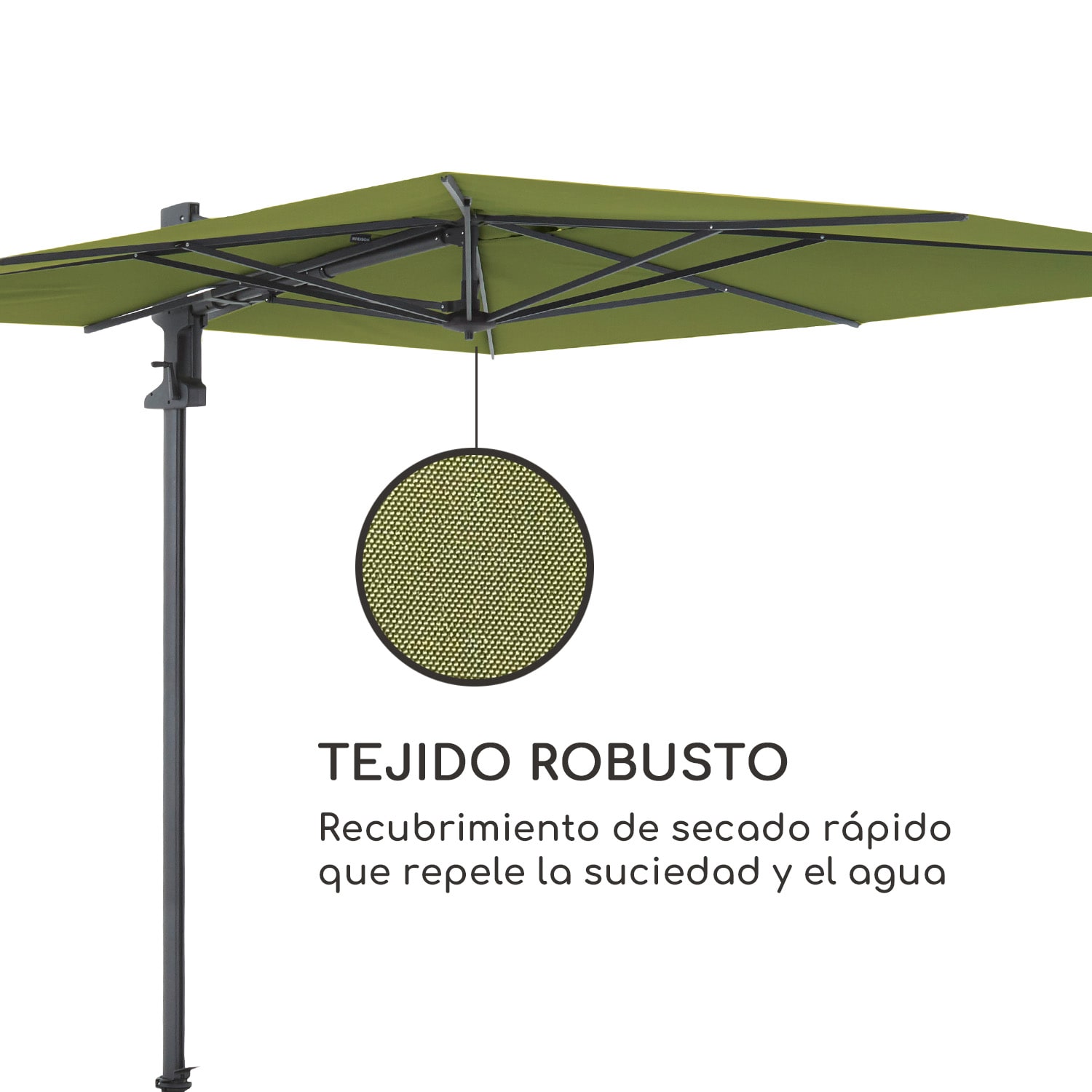 Saint-Tropez Sombrilla Rotación en 3 ejes 360° Giratoria 3 x 3,55 m Protección UV 50+ Verde Oliva