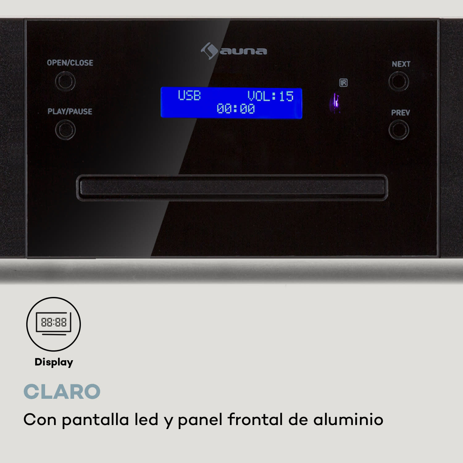 CD-1000 DG Reproductor de CD USB MP3 mando a distancia pantalla LED aluminio  