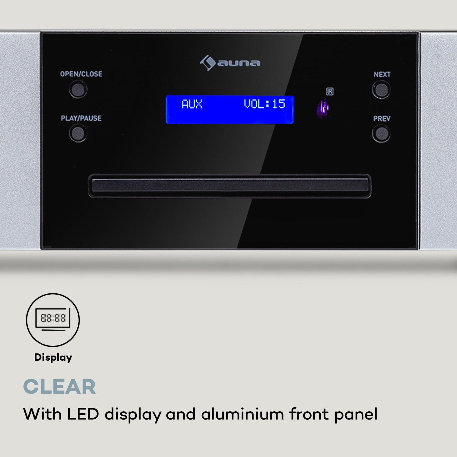 CD-1000 DG, CD Prehrávač, USB, MP3, diaľkové ovládanie, LED displej, hliník Strieborná metalíza