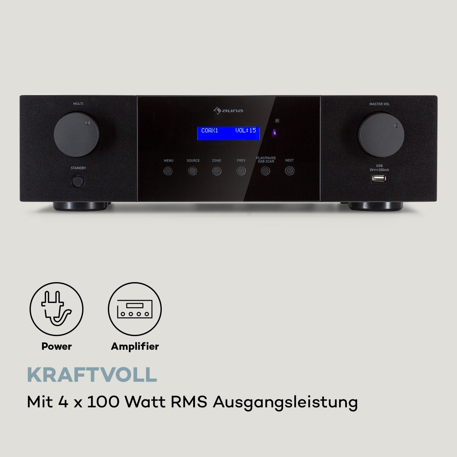 AMP-4000 DAB Hifi-Stereo-Verstärker DAB+-Radio USB Fernbedienung LED-Display