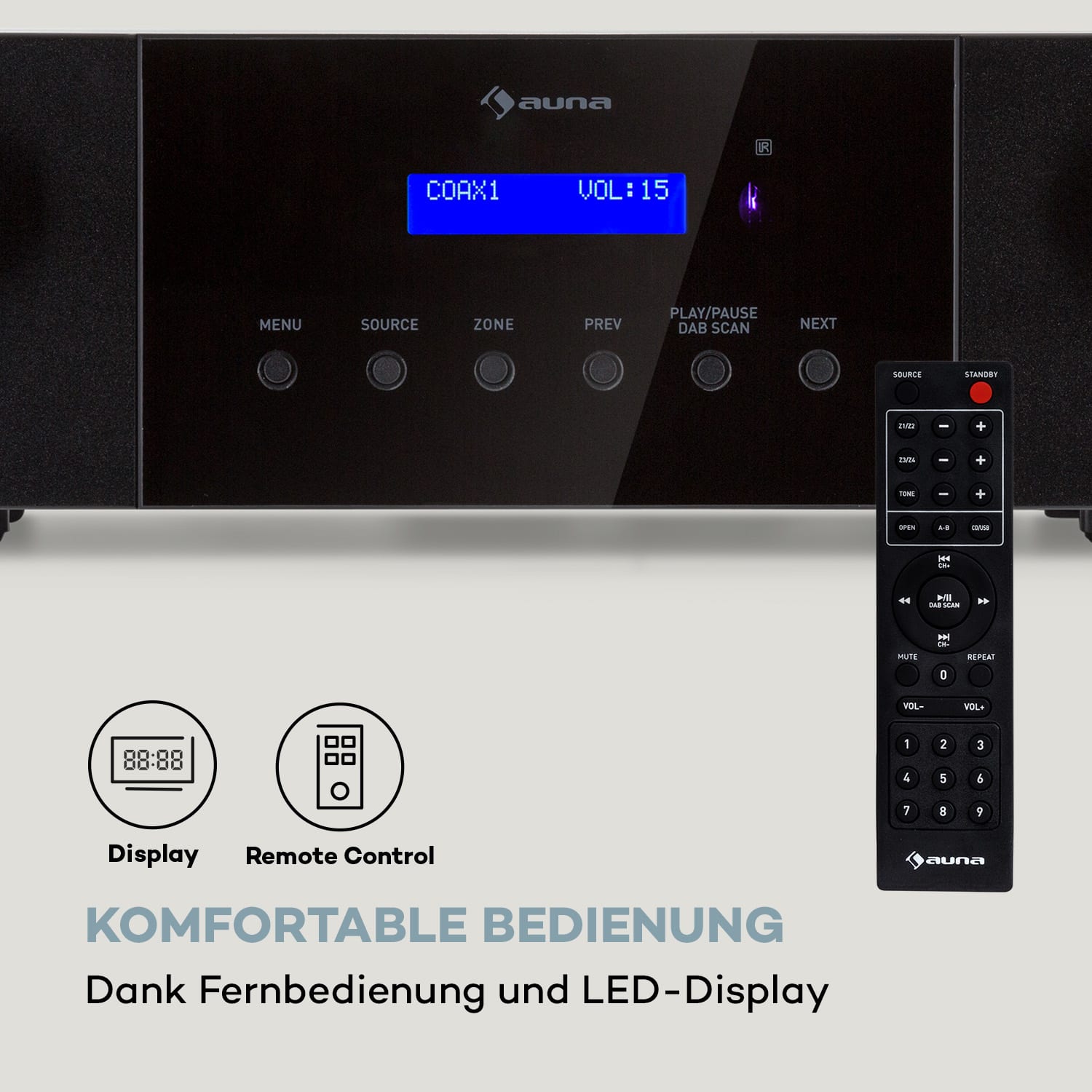 AMP-4000 DAB Hifi-Stereo-Verstärker DAB+-Radio USB Fernbedienung LED-Display