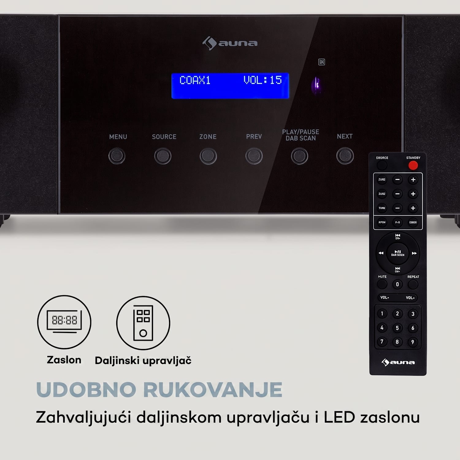 AMP-4000 DAB, Hifi stereo pojačalo, DAB + radio, USB, daljinski upravljač, LED zaslon Crna
