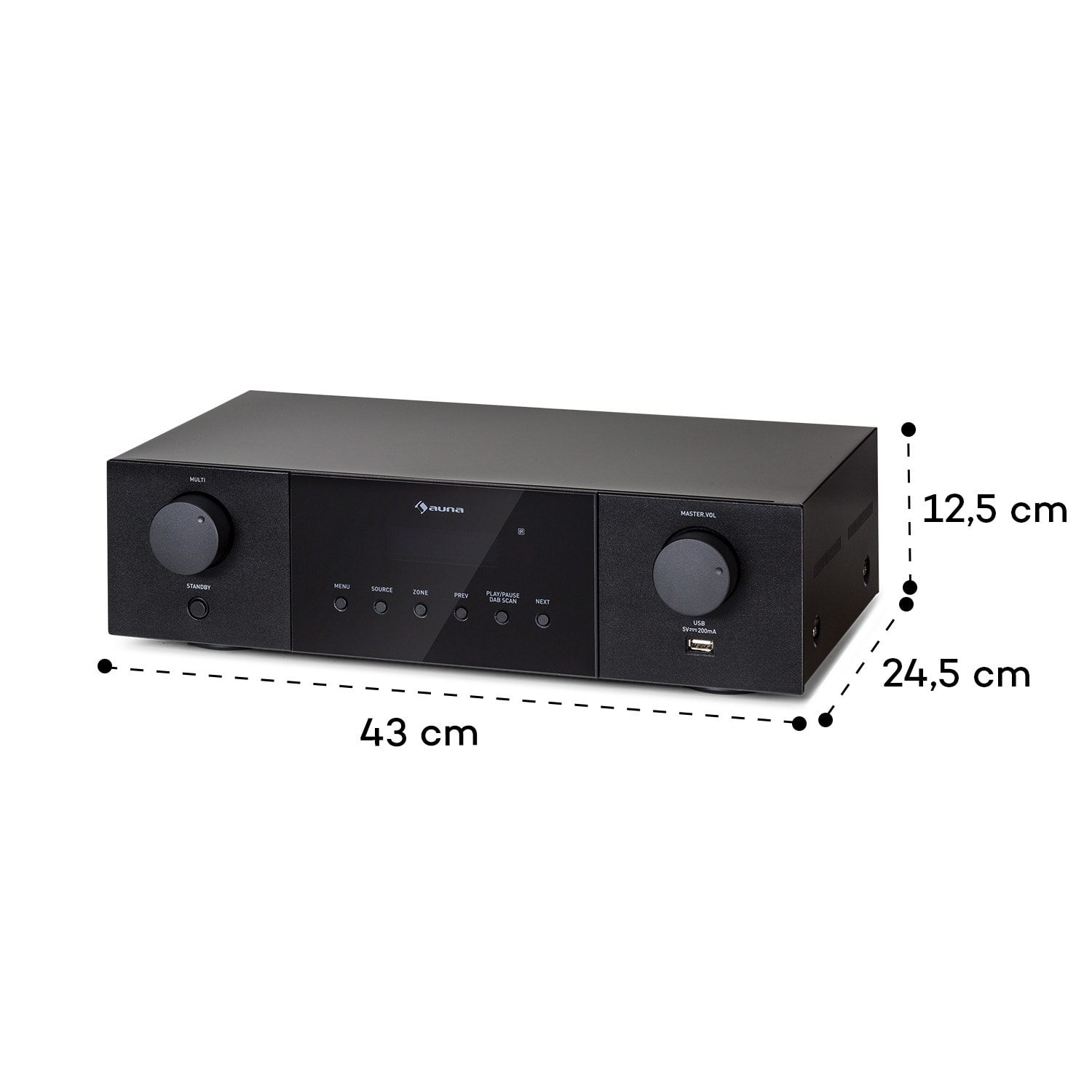 AMP-4000 DAB Amplificateur stéréo Hi-Fi Radio DAB+ Télécommande USB Écran LED