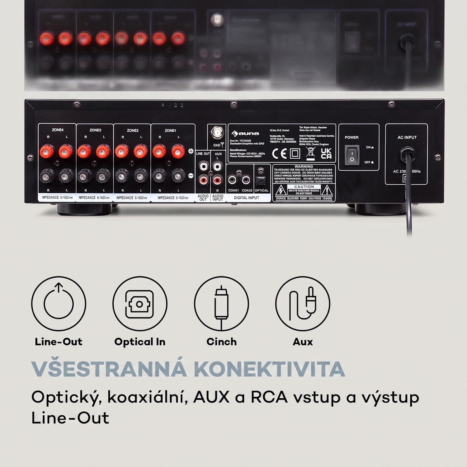 AMP-4000 DAB, Hifi stereo zesilovač, DAB+ rádio, USB, dálkové ovládání, LED displej Stříbrná metalíza