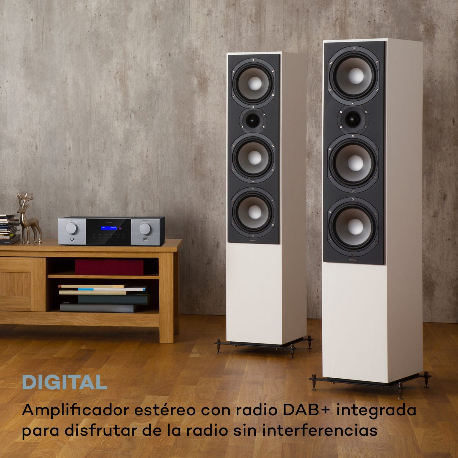 AMP-4000 DAB Amplificador estéreo de alta fidelidad radio DAB+ USB mando a distancia pantalla LED  