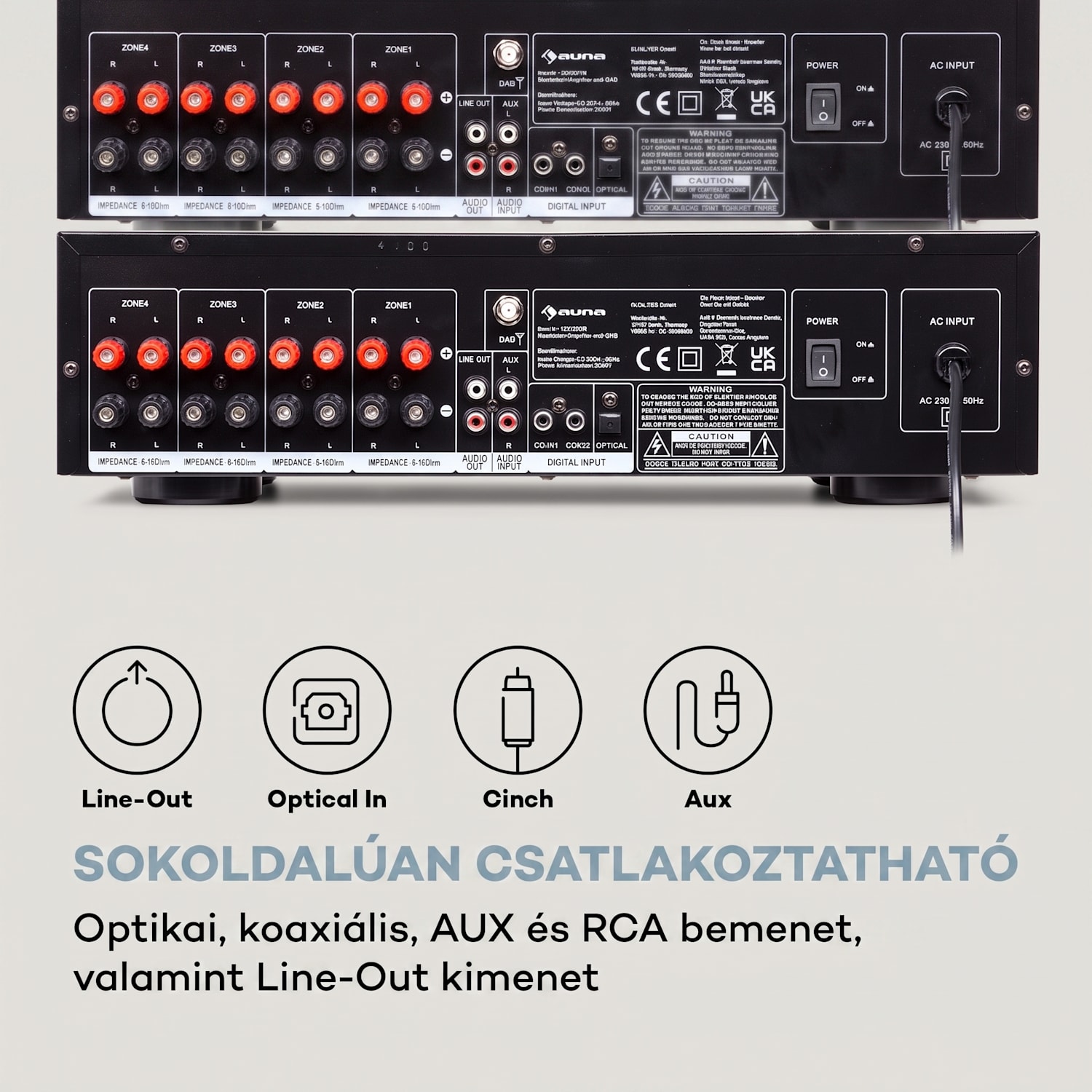 AMP-4000 DAB, Hifi sztereó erősítő, DAB+ rádió, USB, távirányító, LED kijelző Ezüst metál
