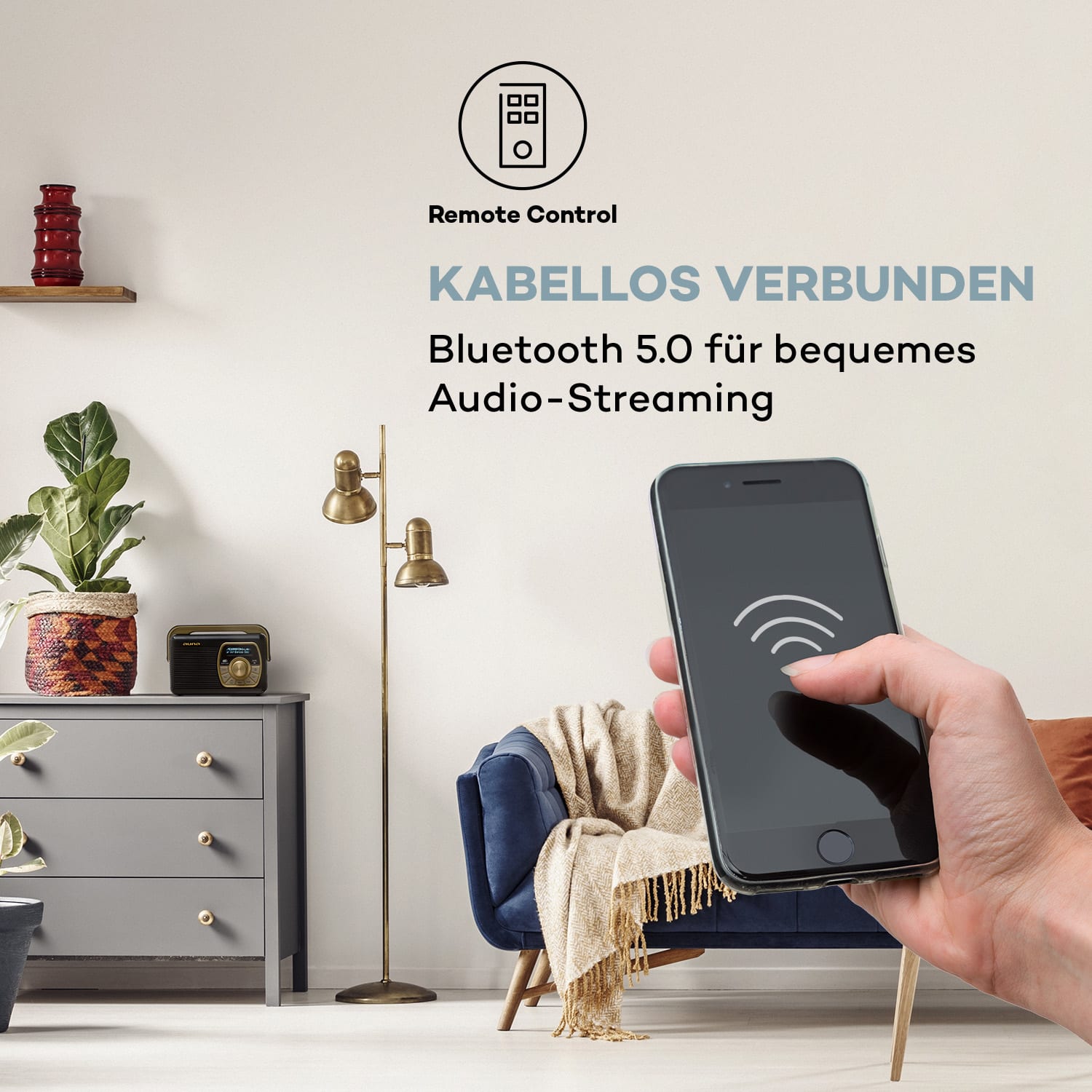 Buddy Digitalradio DAB/DAB+/UKW Bluetooth 5.0 AUX 1Ah-Akku mobil Retro Schwarz