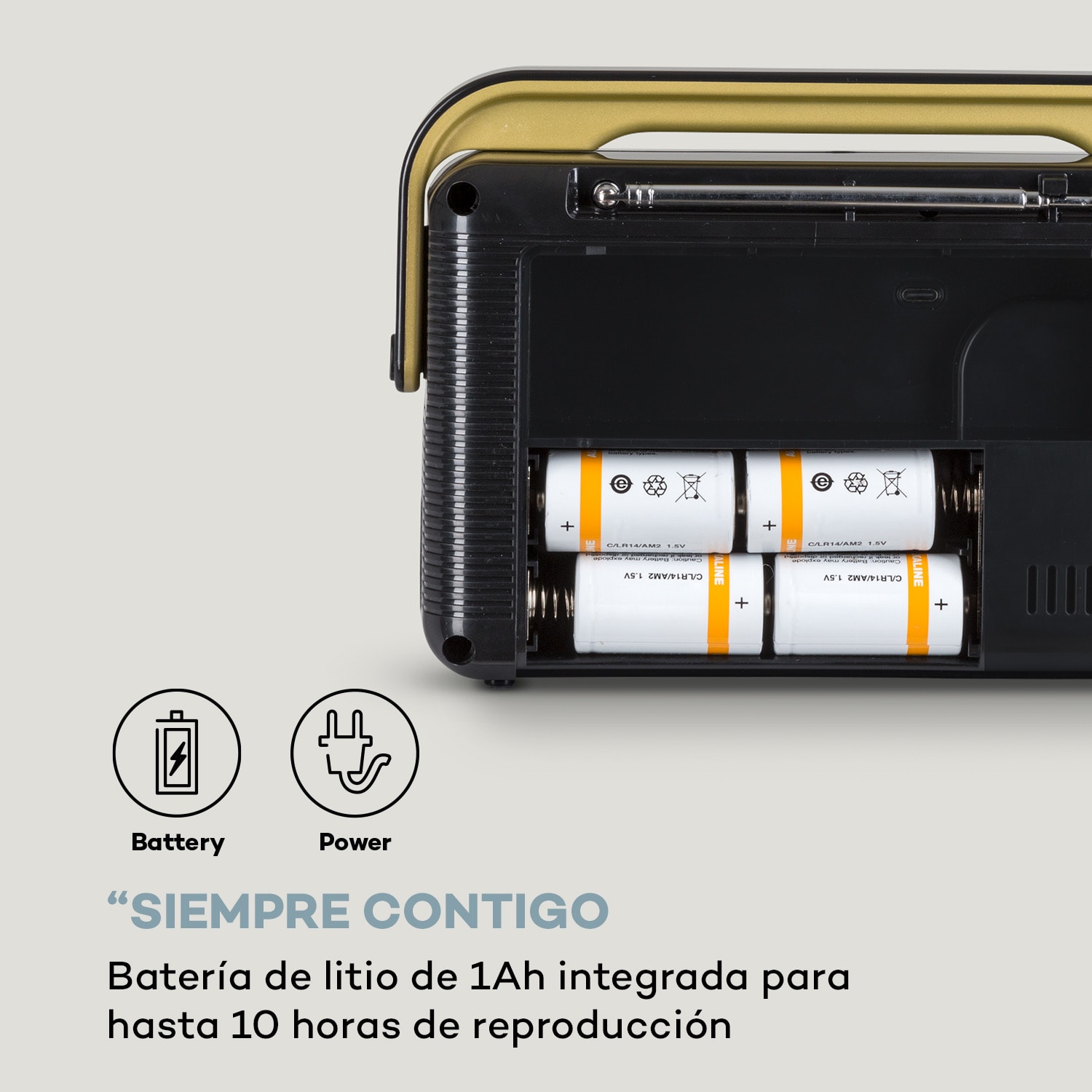 Buddy Radio digital DAB/DAB+/FM luetooth 5.0 AUX Batería de 1Ah Móvil Retro Negro