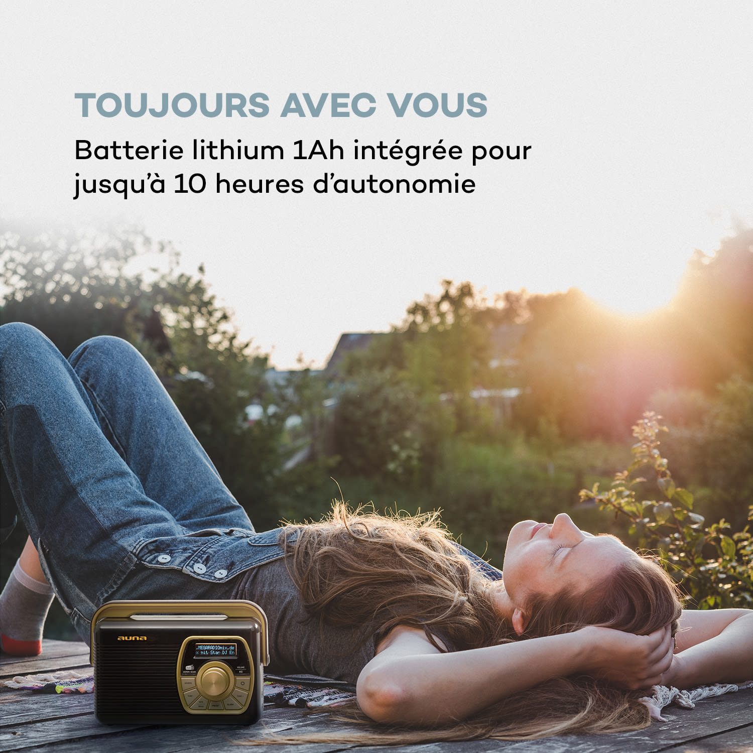 Buddy Radio numérique DAB/DAB+/UKW Bluetooth 5.0 AUX Batterie 1Ah mobile rétro Noir