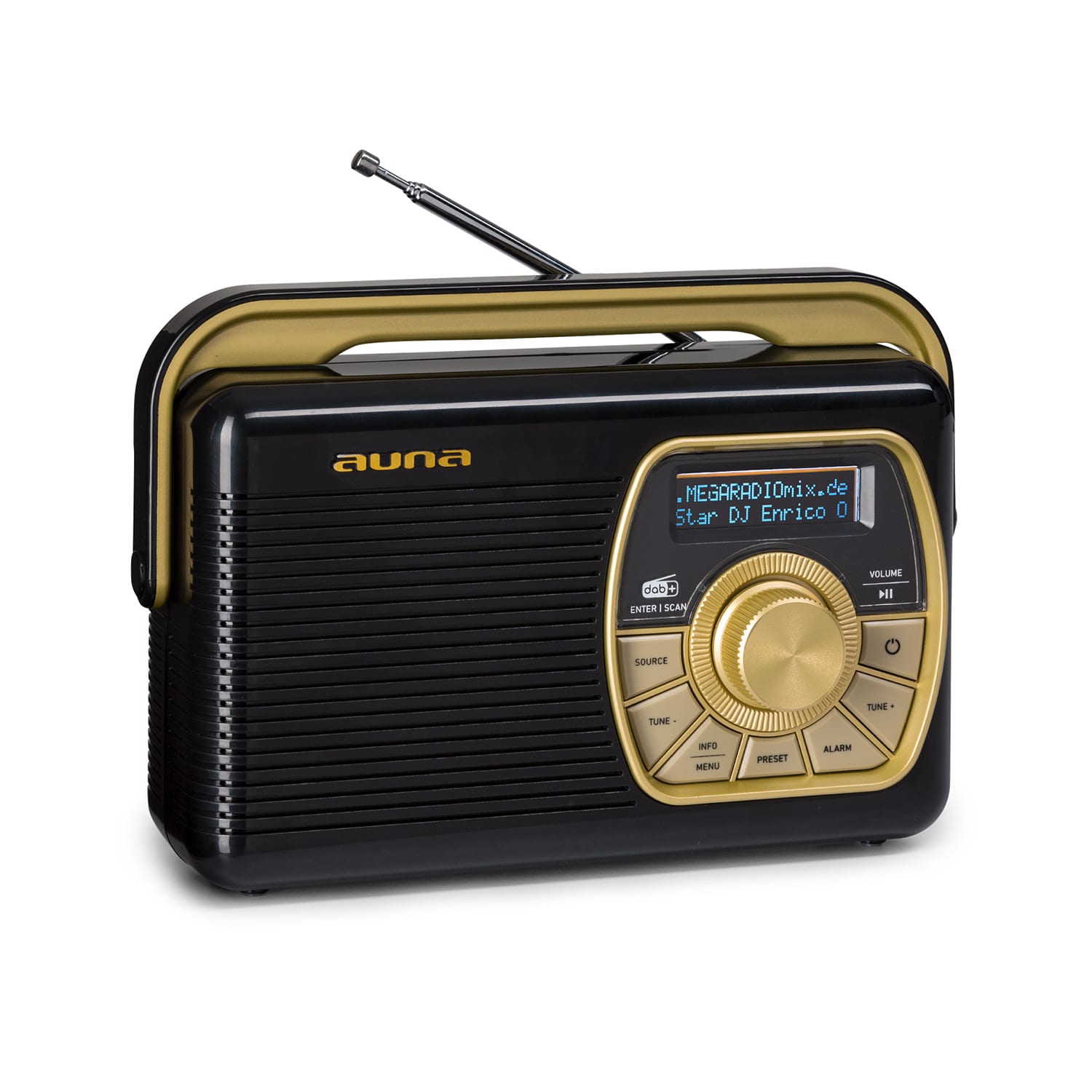 Buddy Radio digital DAB/DAB+/FM luetooth 5.0 AUX Batería de 1Ah Móvil Retro Negro
