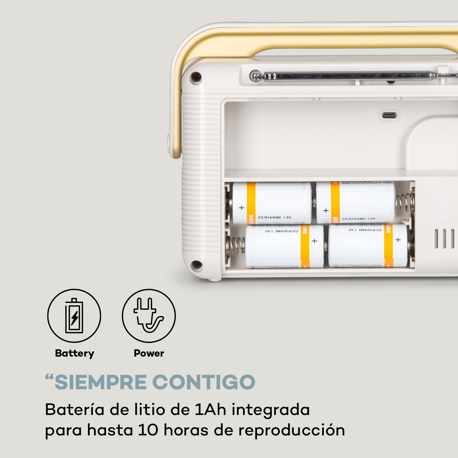 Buddy Radio digital DAB/DAB+/FM luetooth 5.0 AUX Batería de 1Ah Móvil Retro Arena