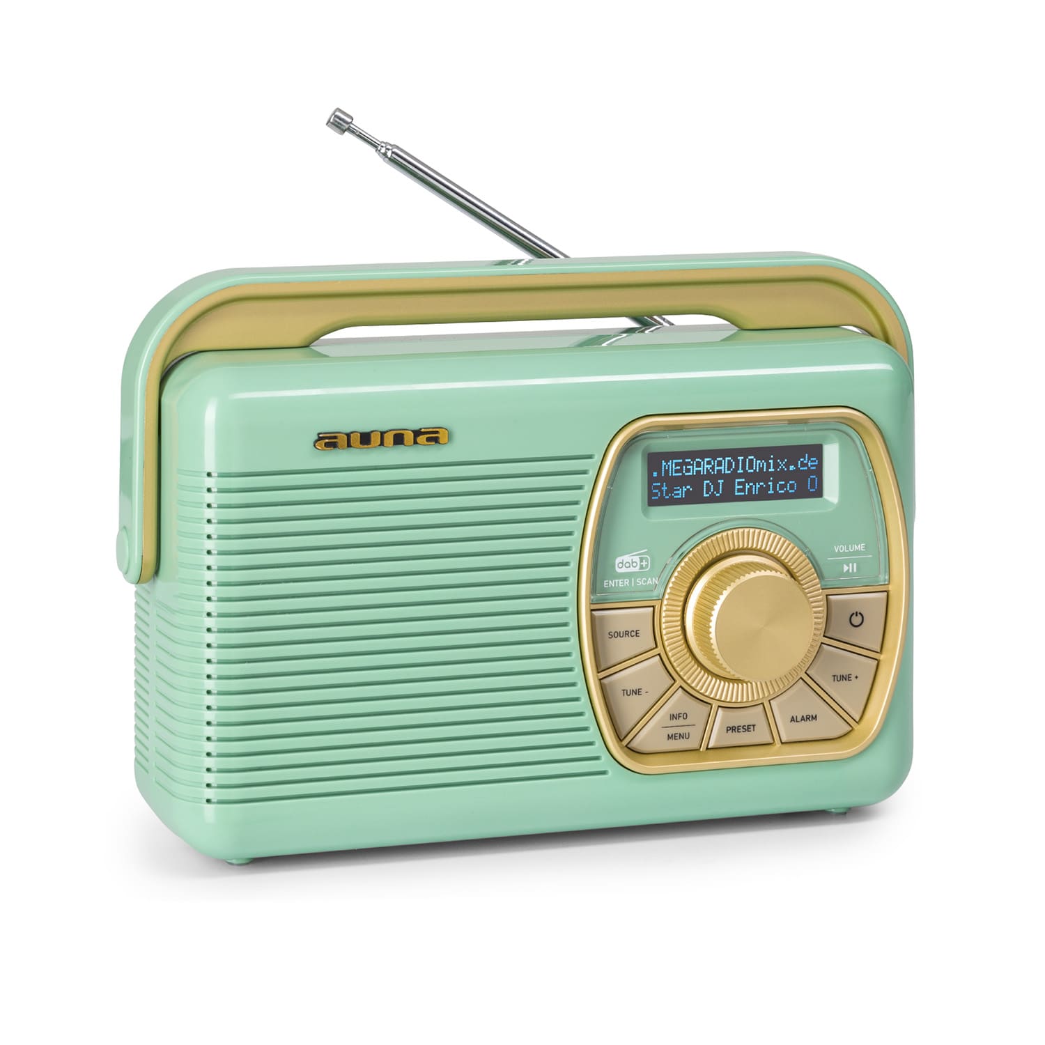 Buddy Radio digital DAB/DAB+/FM luetooth 5.0 AUX Batería de 1Ah Móvil Retro Menta