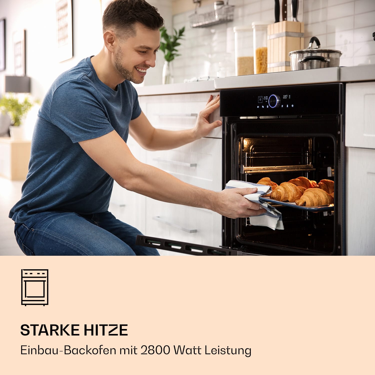 Illuminosa Smart Einbaubackofen 2800W 11 Funktionen App-Steuerung Schwarz