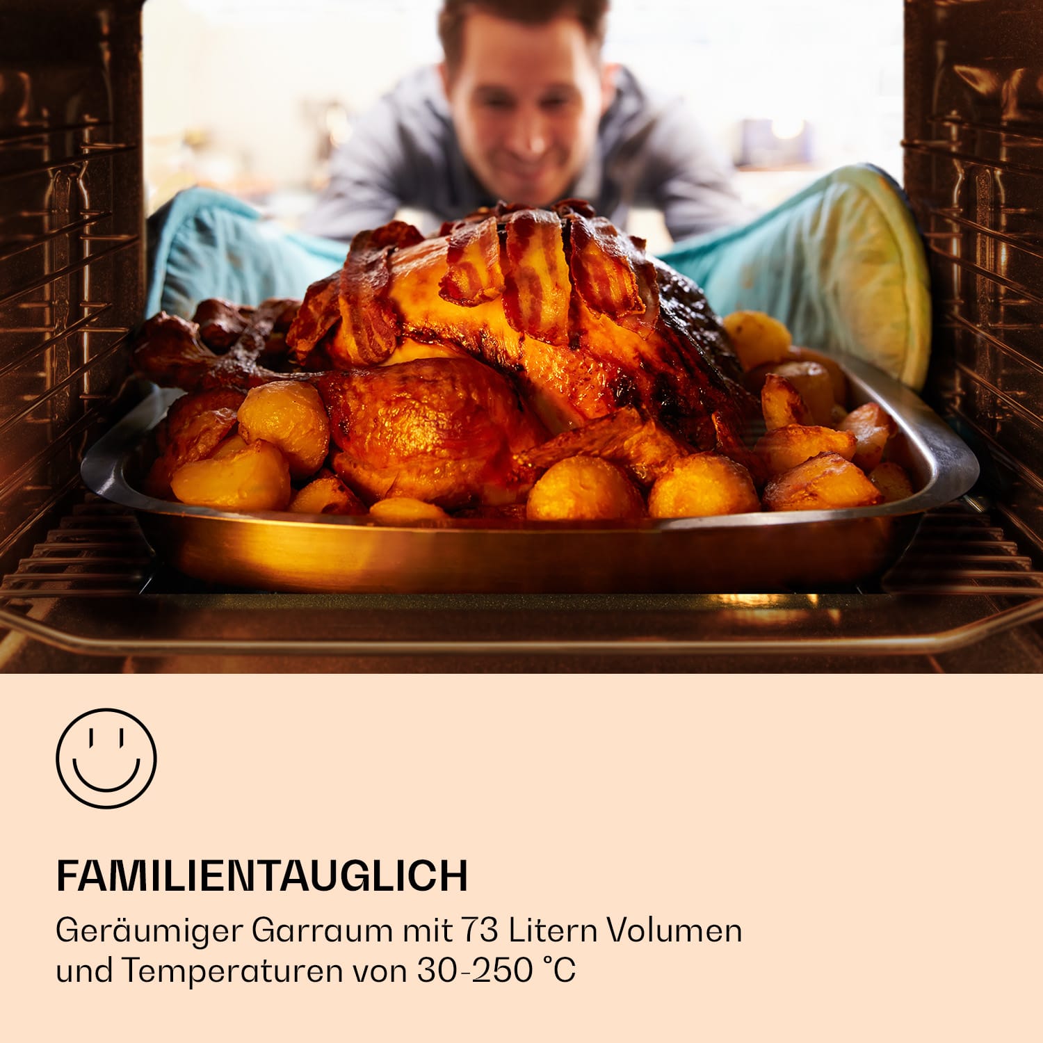 Illuminosa Smart Einbaubackofen 2800W 11 Funktionen App-Steuerung Schwarz
