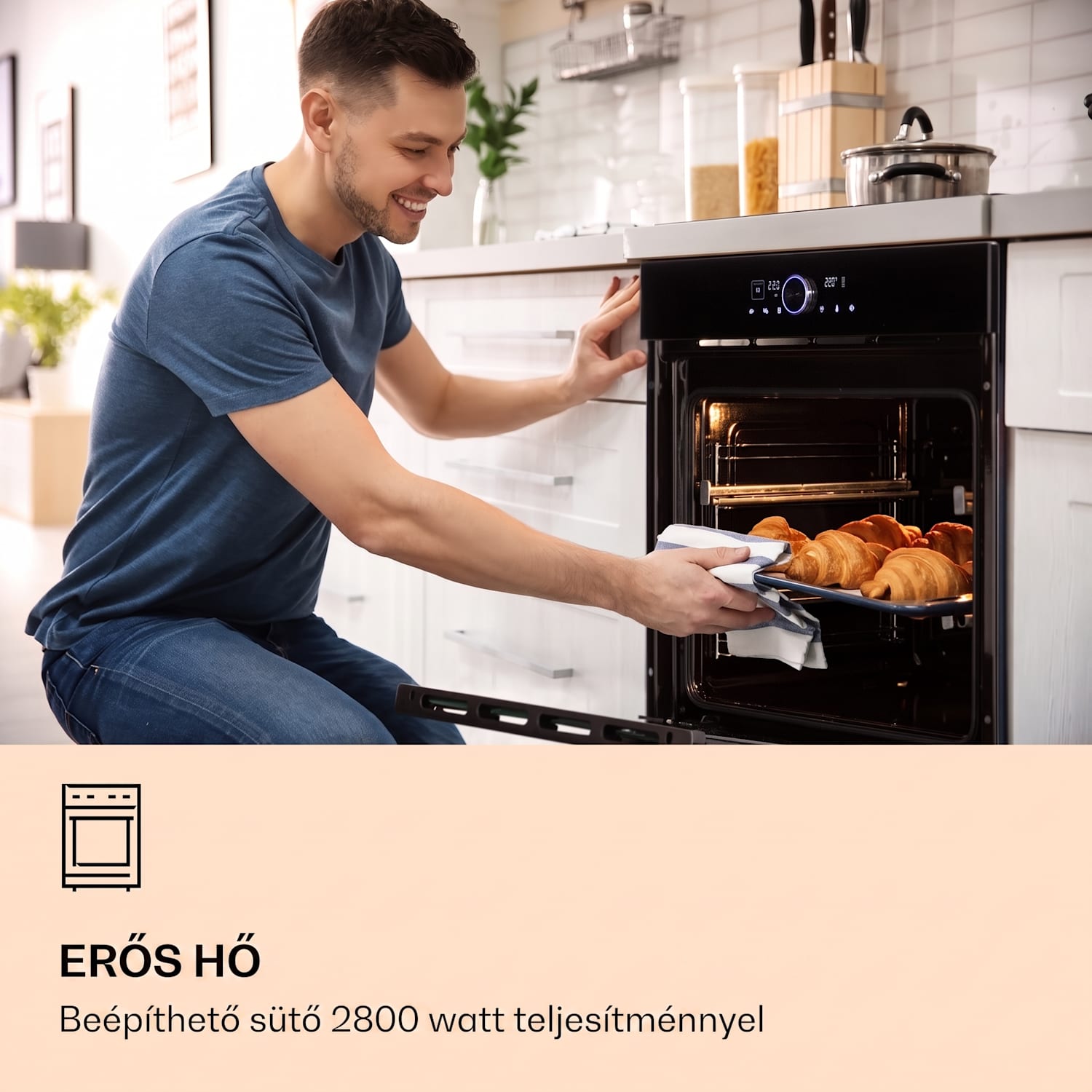 Illuminosa Smart, beépített sütő, 2800 W, 11 funkció, applikációval vezérelhető Fekete