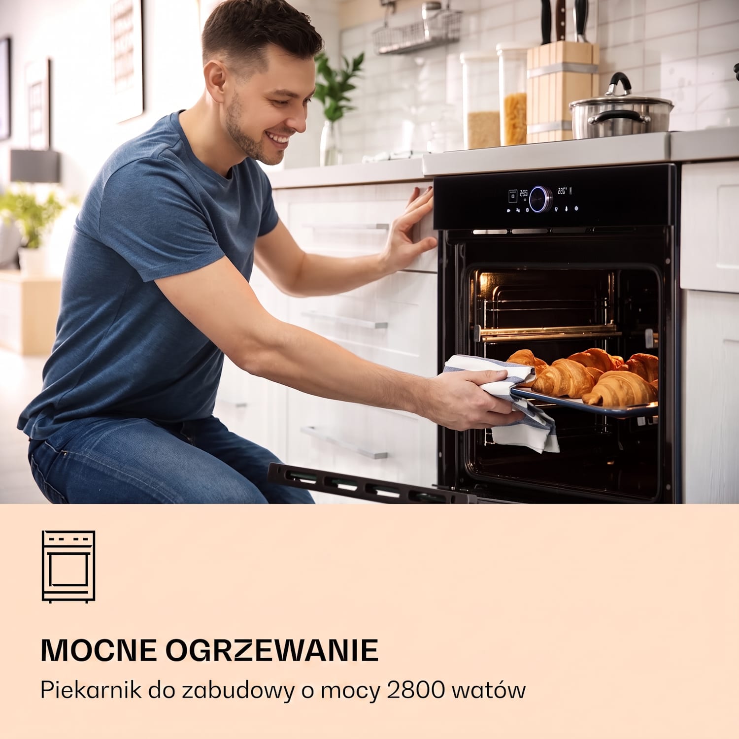 Illuminosa Smart, piekarnik do zabudowy, 2800 W, 11 funkcji, obsługa za pomocą aplikacji Czarny