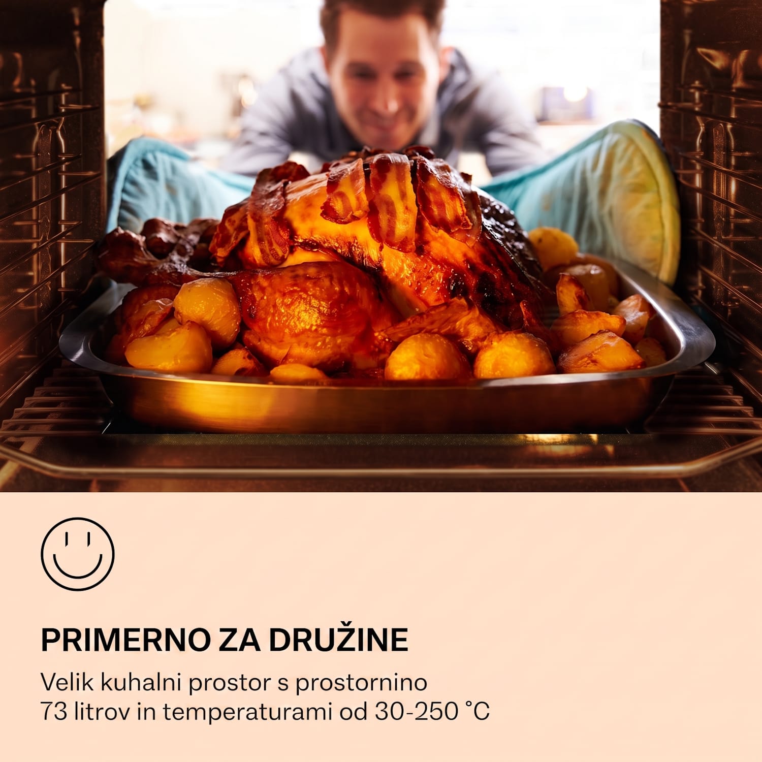 Illuminosa Smart, vgradna pečica, 2.800 W, 11 funkcij, upravljanje z aplikacijo Črna