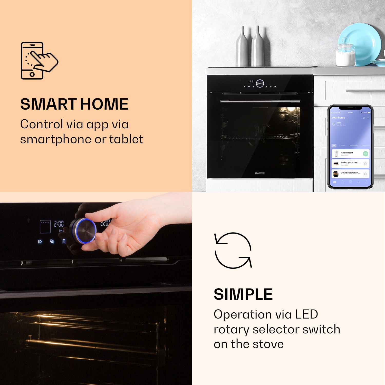 Illuminosa Smart, vstavaná rúra, 2800 W, 11 funkcií, ovládanie pomocou aplikácie Čierna