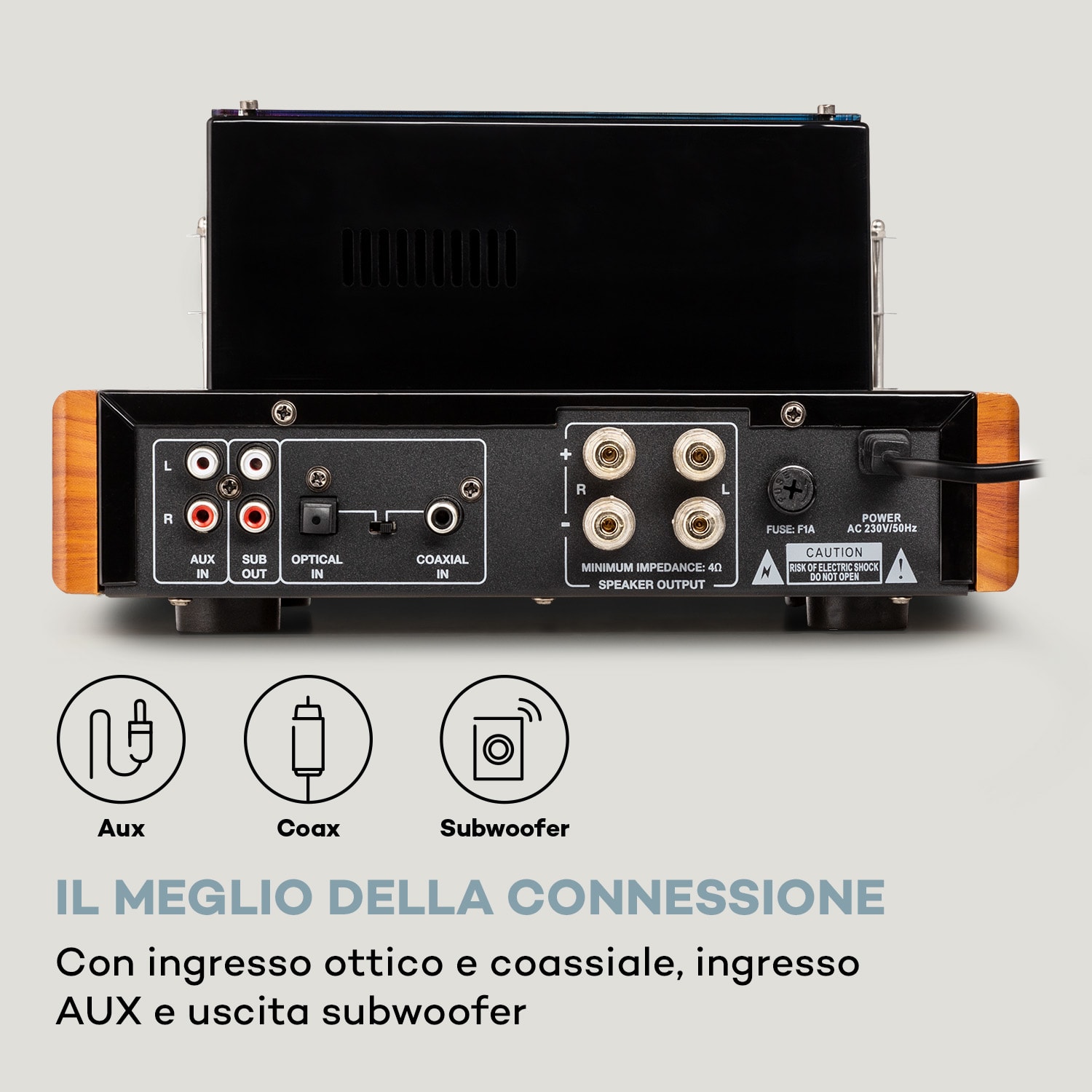 Amp VT - Amplificatore valvolare, amplificatore HiFi, 2 x 35 W, RMS, BT, ingressi ottico/coassiale/AUX Oro rosa metallizzato