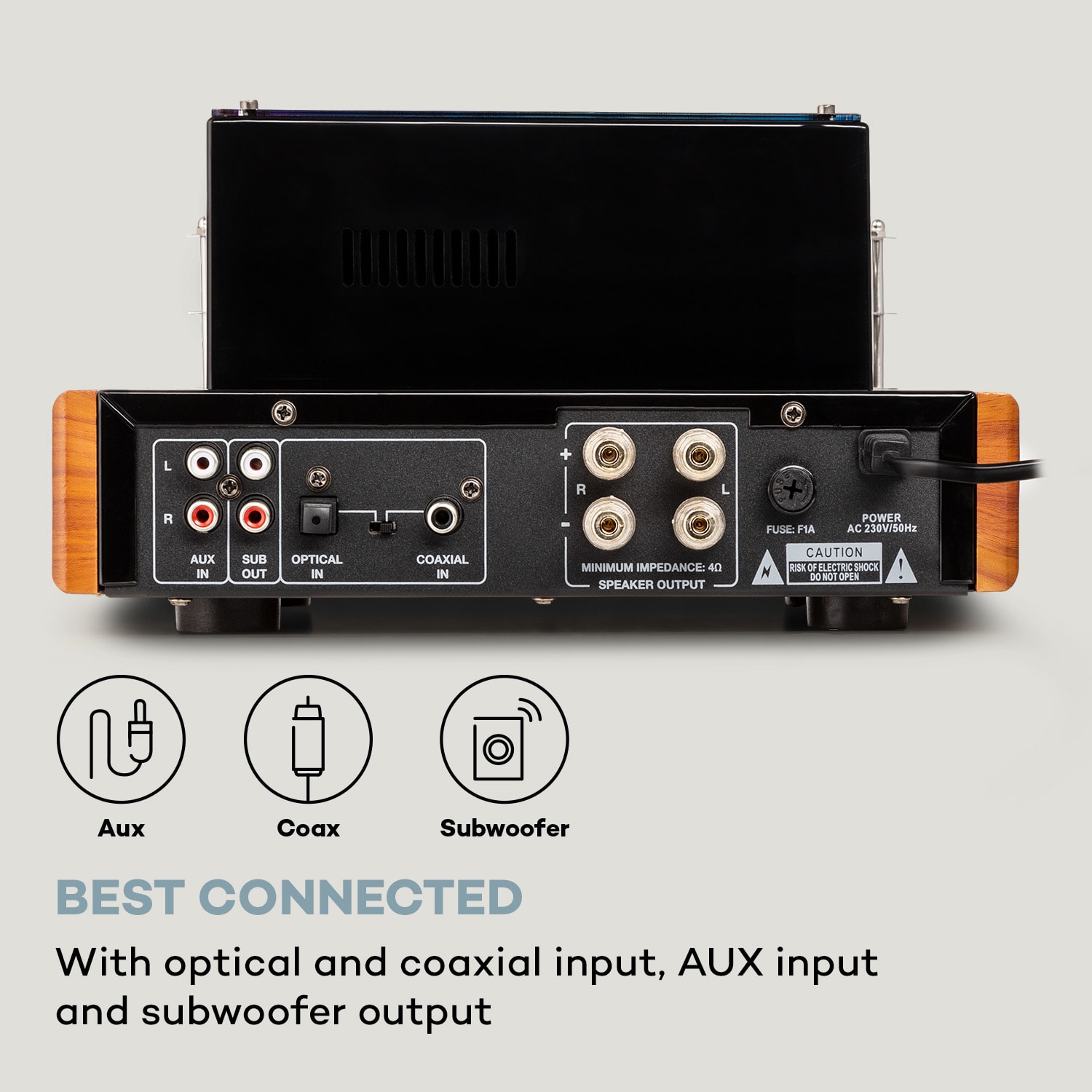 Amp VT, wzmacniacz lampowy, wzmacniacz Hi-Fi, 2 x 35 W RMS, BT, Opt./Coax./AUX-In Różowe Złoto Metaliczne