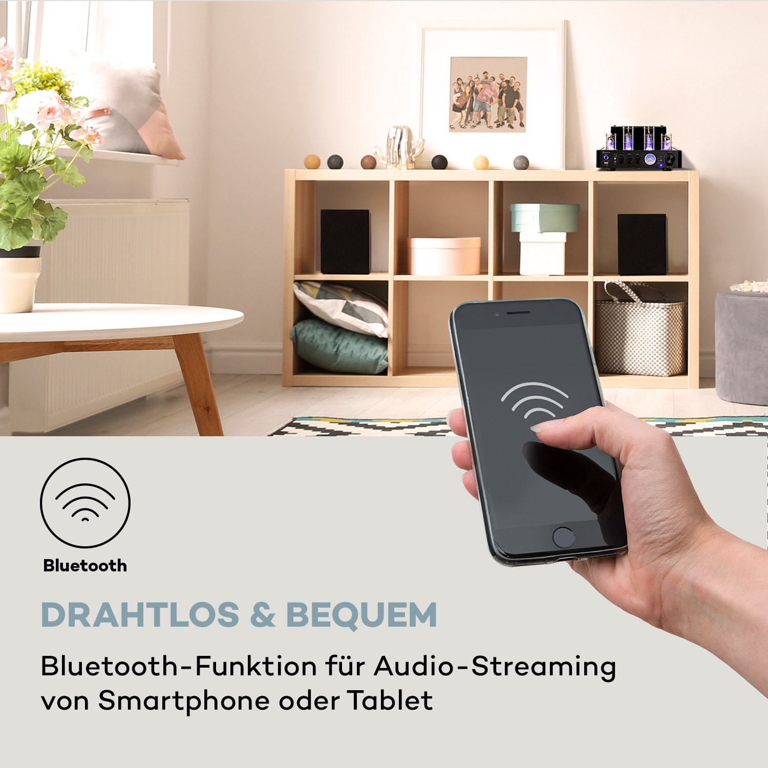 Amp VT Röhrenverstärker HiFi-Verstärker 2x35W RMS BT Opt./Koax./AUX-In 