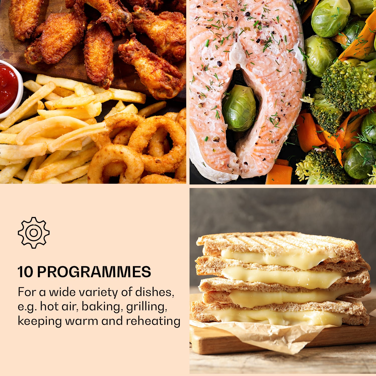 AeroVital Jumbo 3 în 1, Friteuză cu aer cald, prăjitor de pâine, deshidrator, 1550 W, 18 litri 