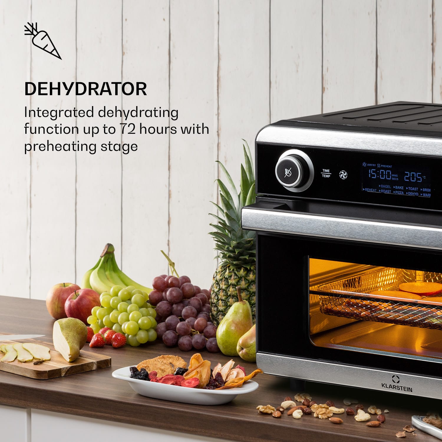 AeroVital Jumbo 3 în 1, Friteuză cu aer cald, prăjitor de pâine, deshidrator, 1550 W, 18 litri 