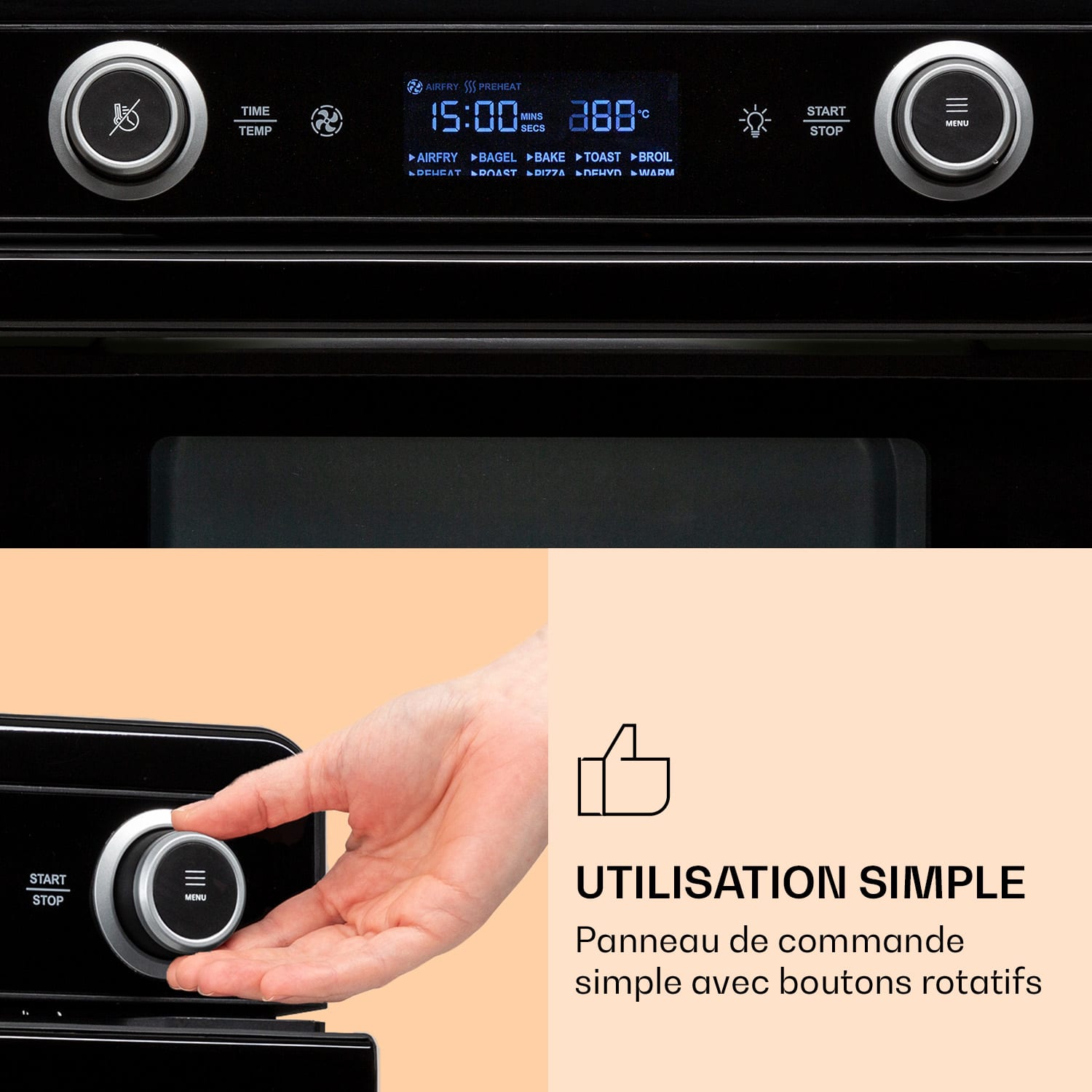 AeroVital Jumbo 3-in-1 heteluchtfriteuse toaster dehydrator 1550 W 18 liter 