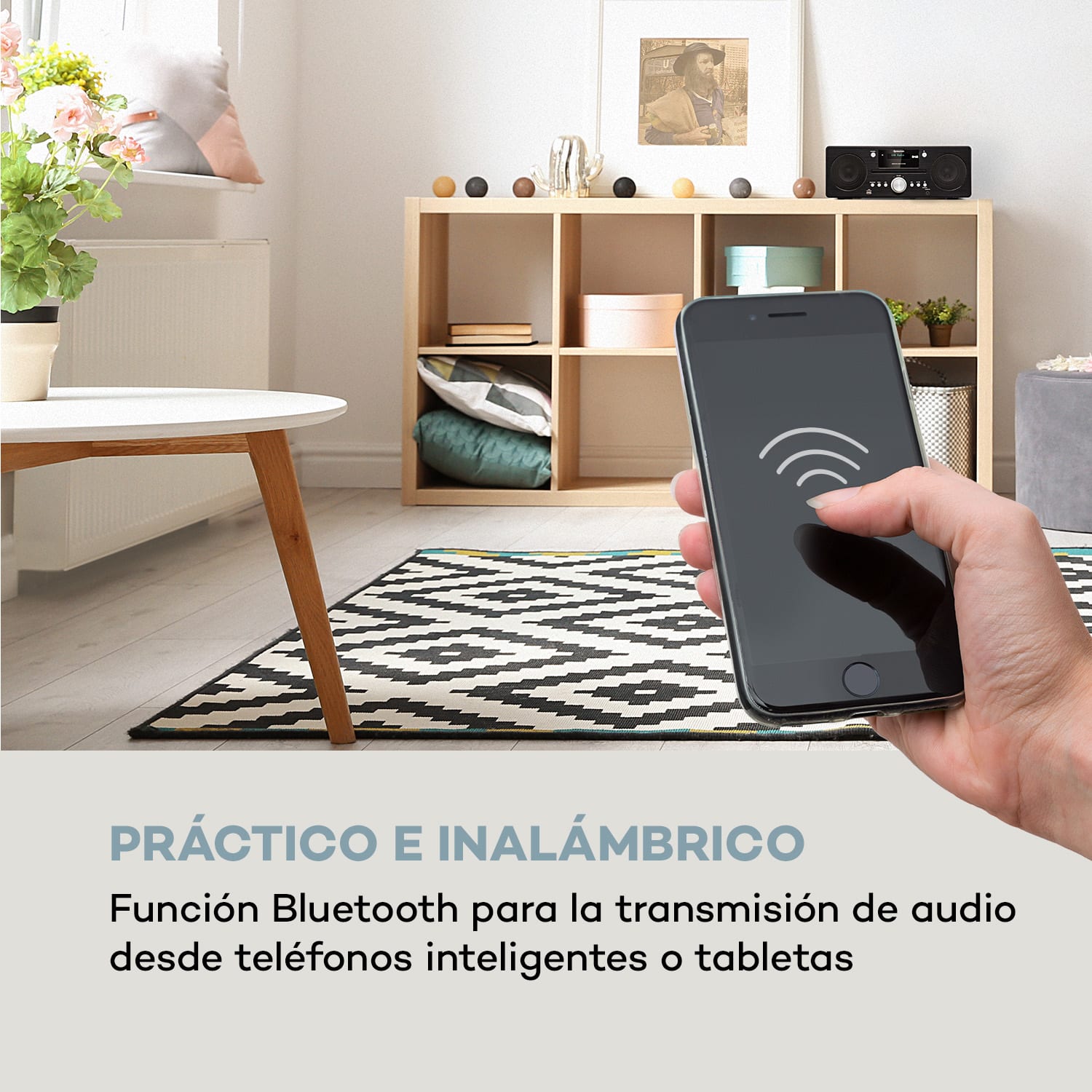 Harvard microcadena estéreo DAB+ FM Tuner BT CD Player USB Charger Madera Negra