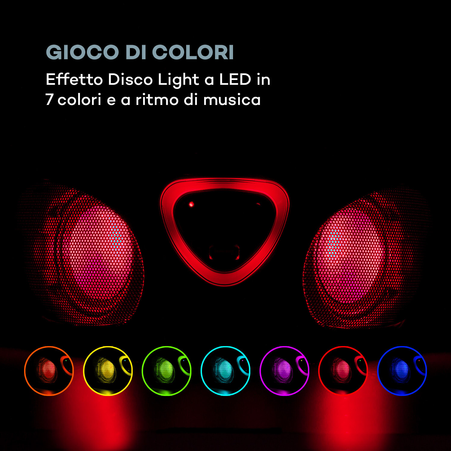 Roadie CD Boombox, radio FM, giochi di luci, lettore CD, Bluetooth 5.0 